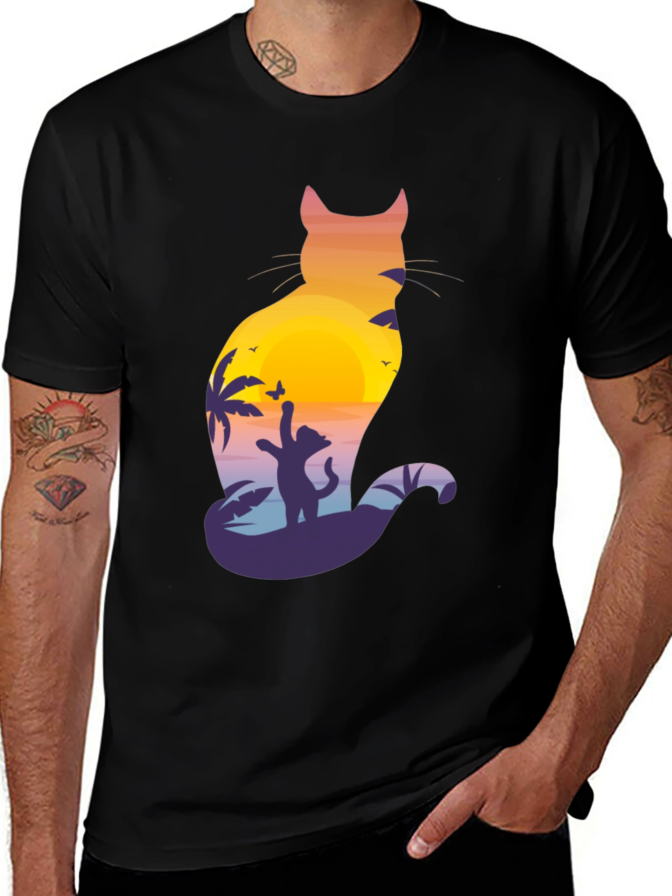 Variant 7 of Sunset Cat Graphic T-Shirt