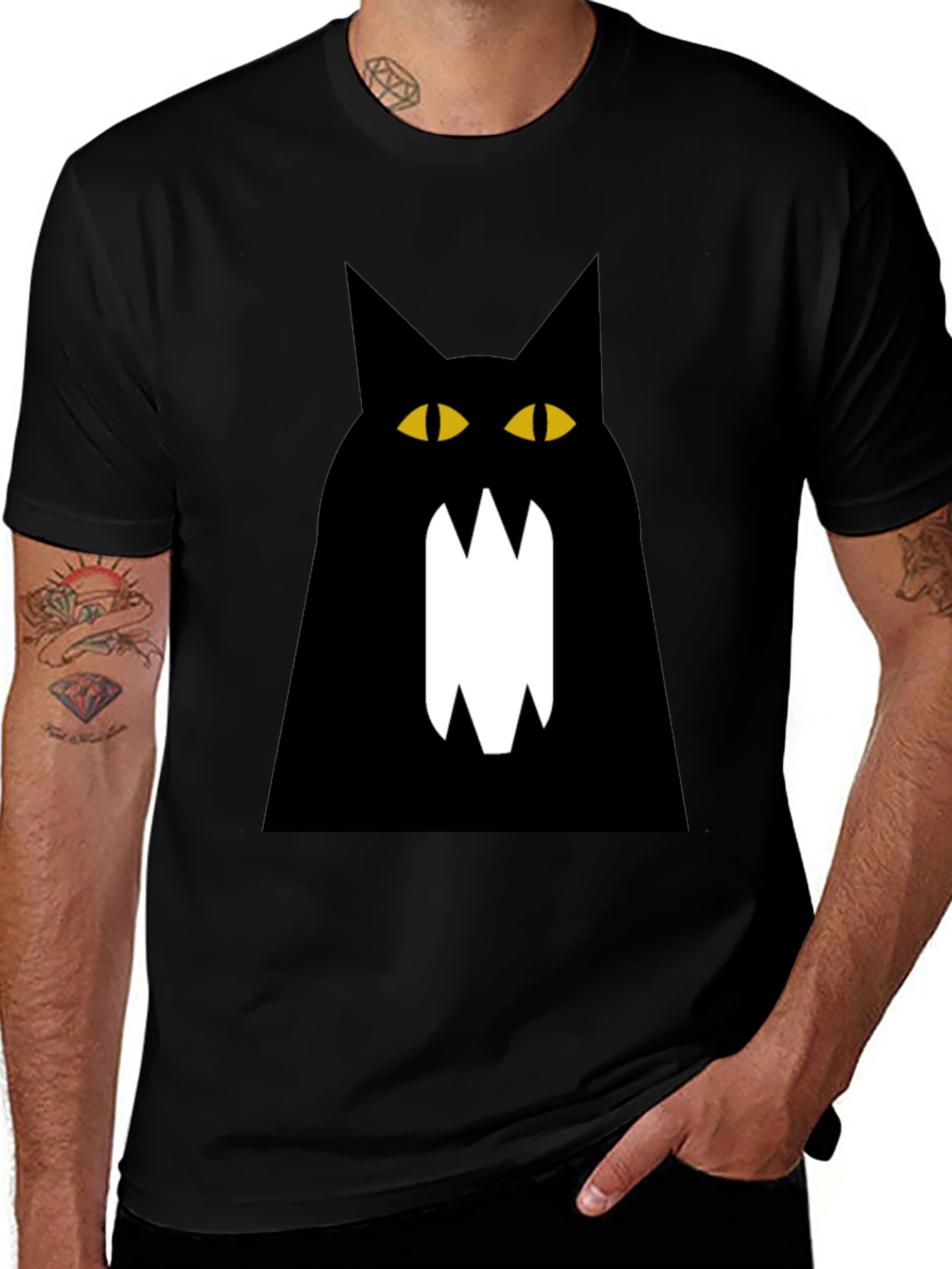 Variant 14 of Black Cat Graphic Tee - Men's Cotton T-Shirt