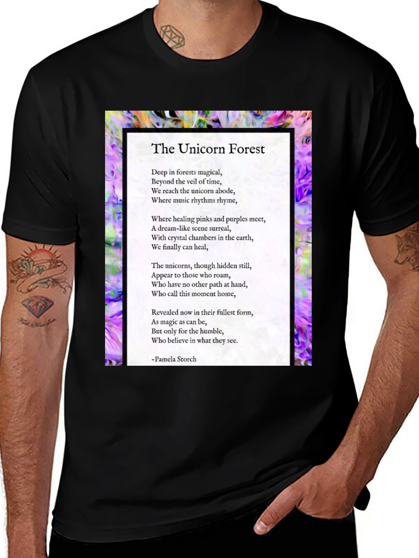 Variant 29 of Unicorn Forest Poem Graphic Tee - Magical Unisex T-Shirt