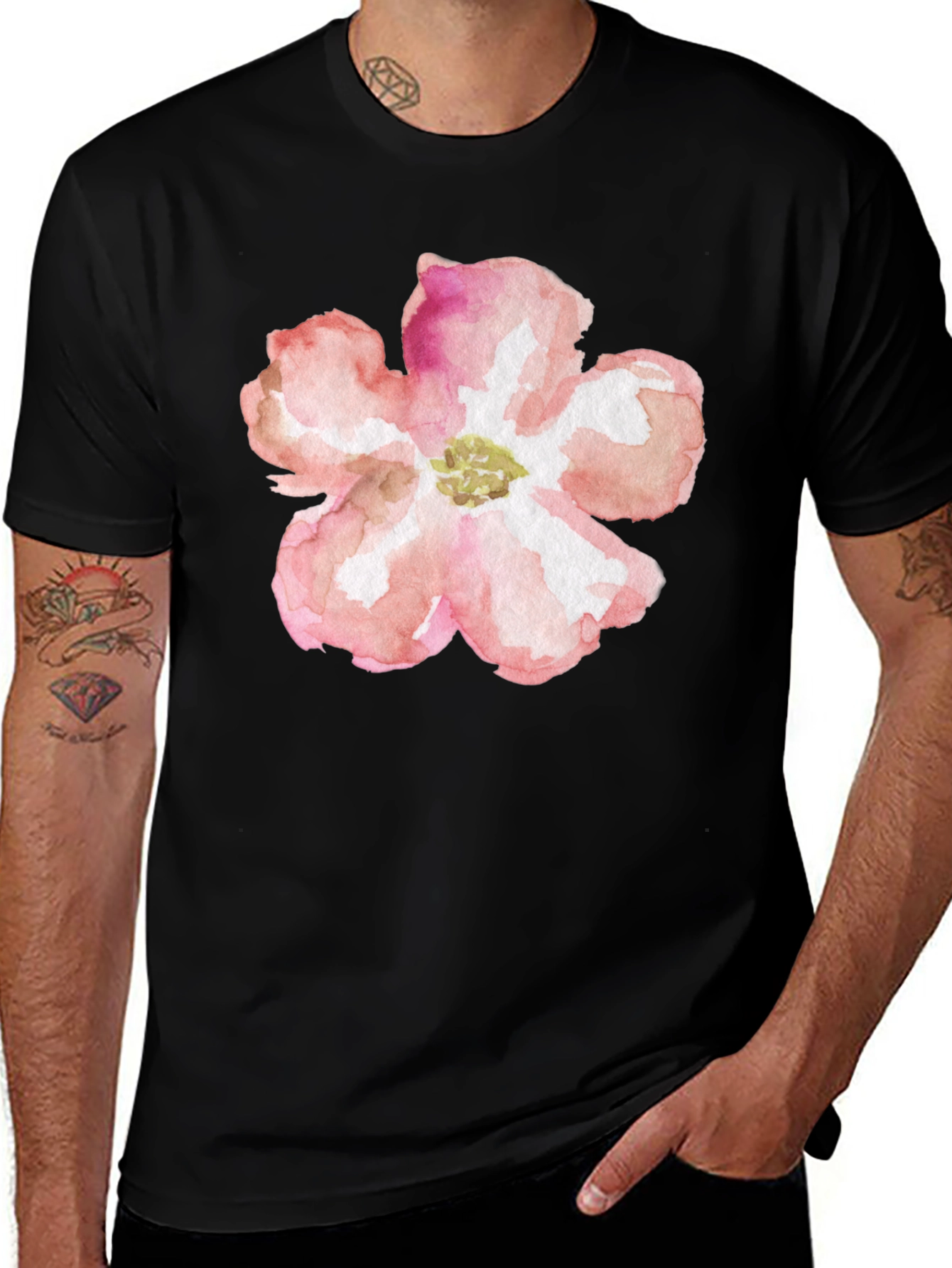 Variant 11 of Floral Graphic Tee - Black Cotton T-Shirt