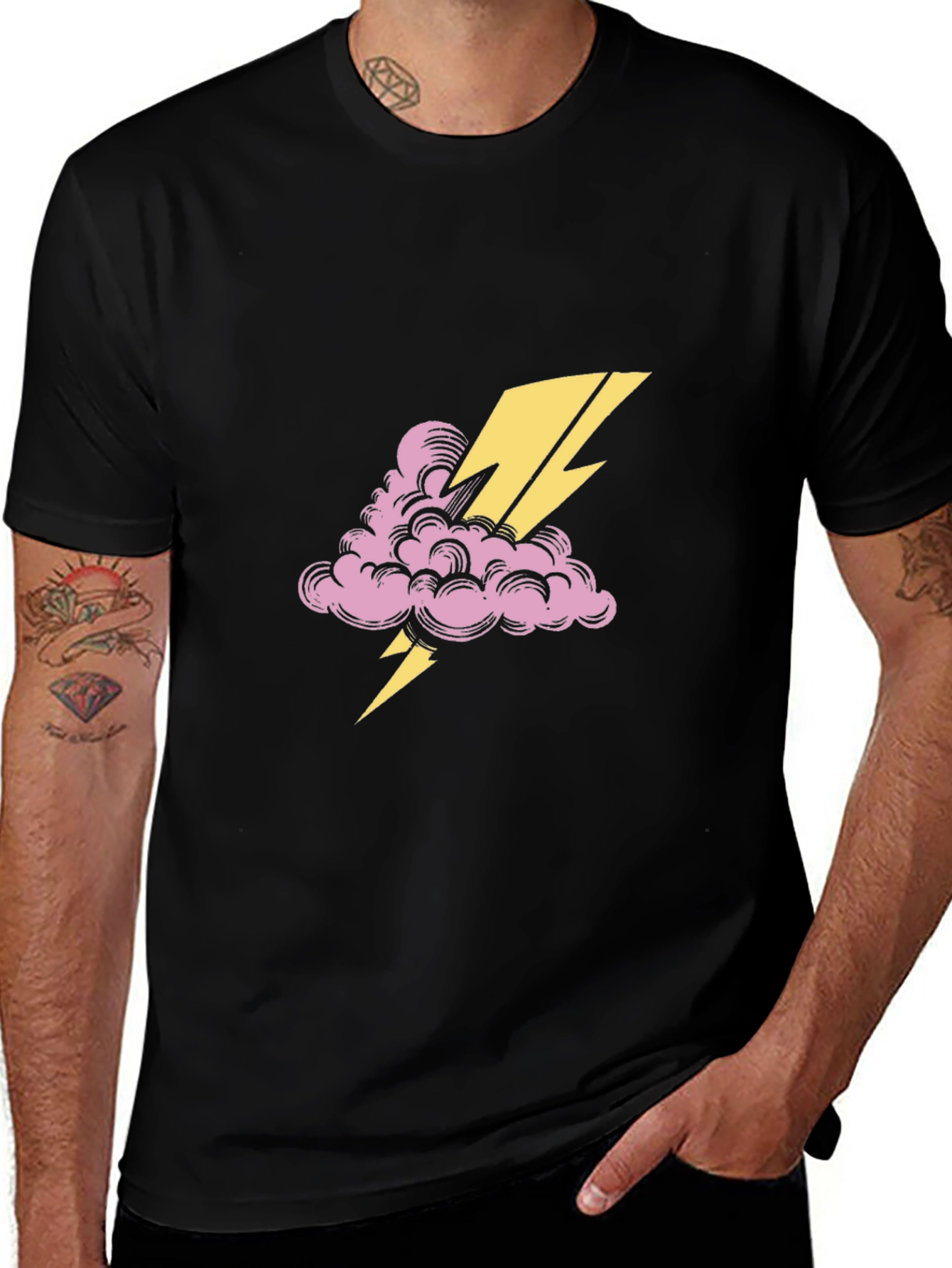 Variant 18 of Thunder Cloud Tee - Black Cotton Graphic T-Shirt