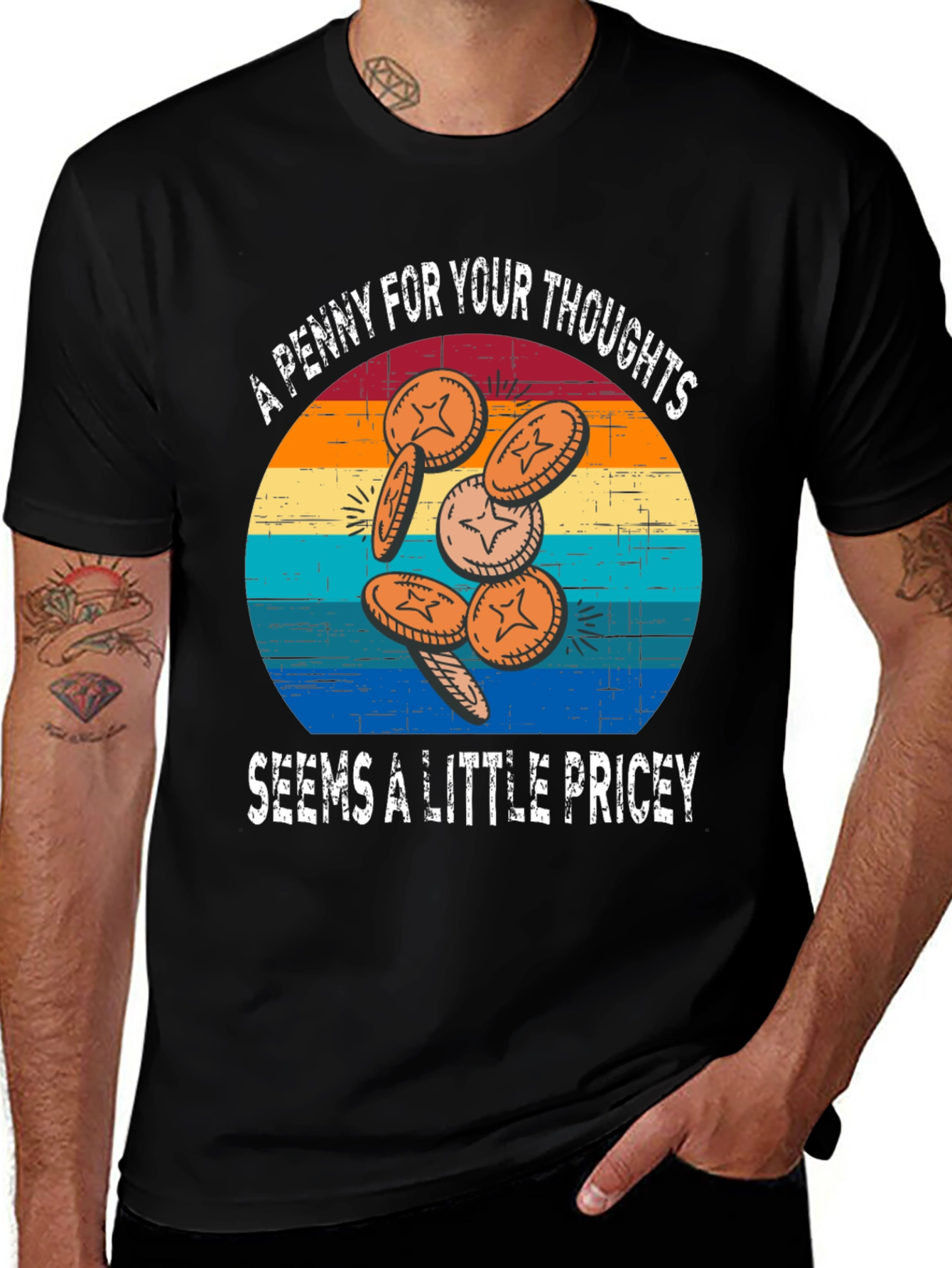 A Penny For Your Thoughts Humor Graphic Tee