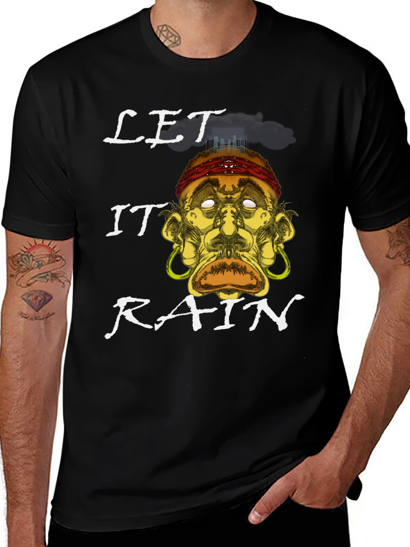 Variant 4 of Let It Rain Graphic Tee - Black Cotton T-Shirt