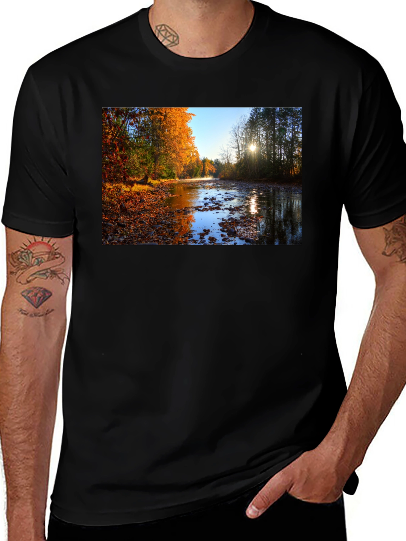 Variant 6 of Autumn River Graphic Tee - Nature Lover's T-Shirt