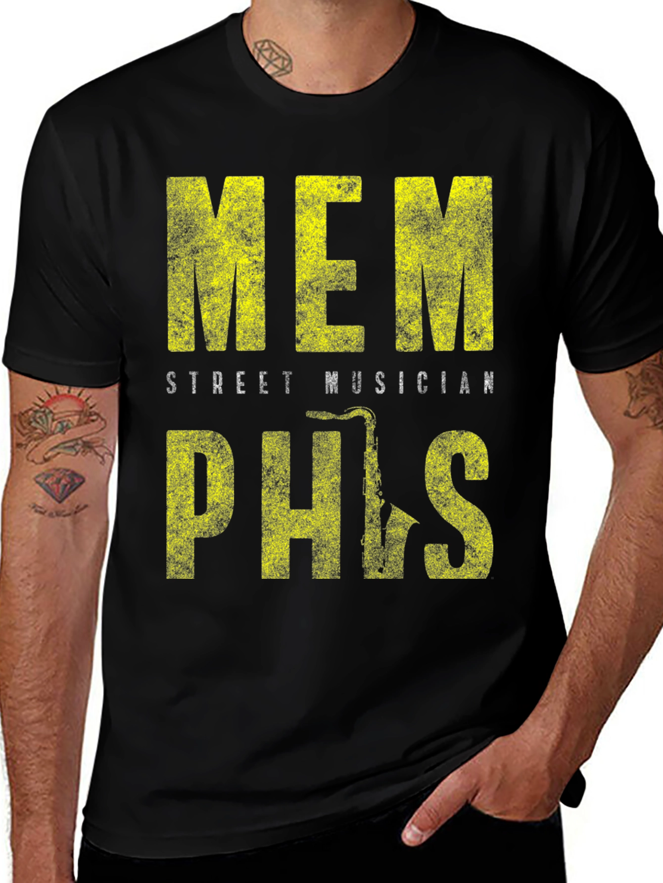 Memphis Street Musician Black T-Shirt