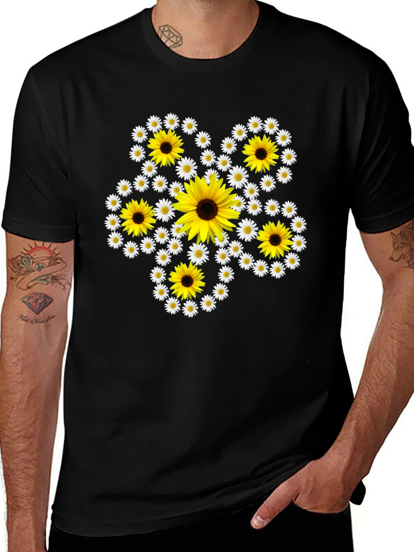 Variant 26 of Sunflower Daisy Graphic T-Shirt - Black