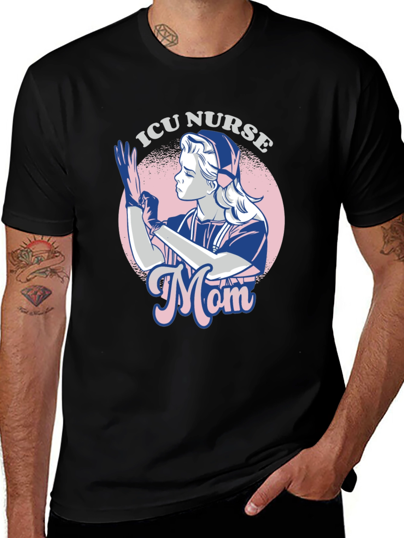 ICU Nurse Mom T-Shirt - Black