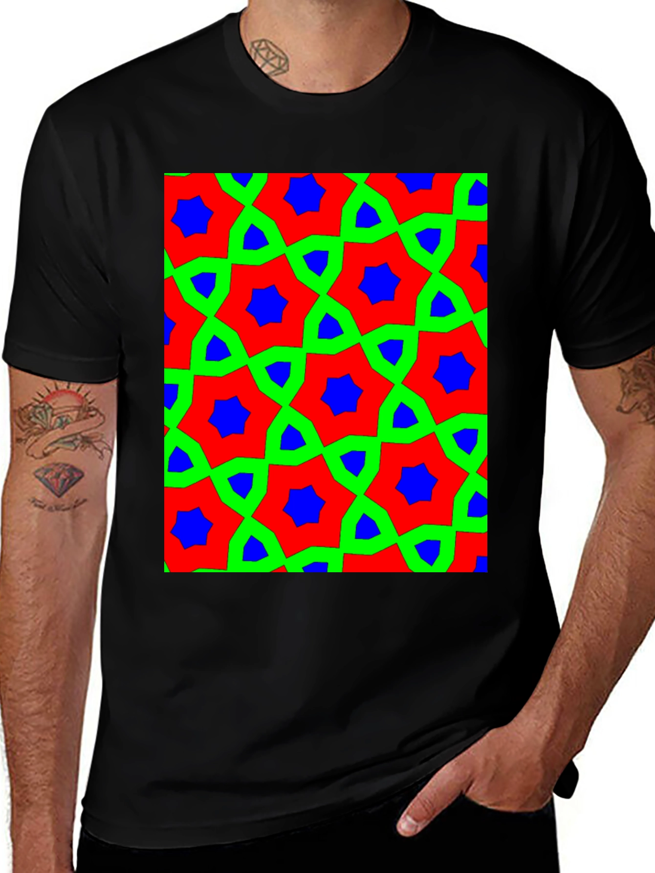 Variant 20 of Geometric Pattern Tee - Bold Colors, Unique Design