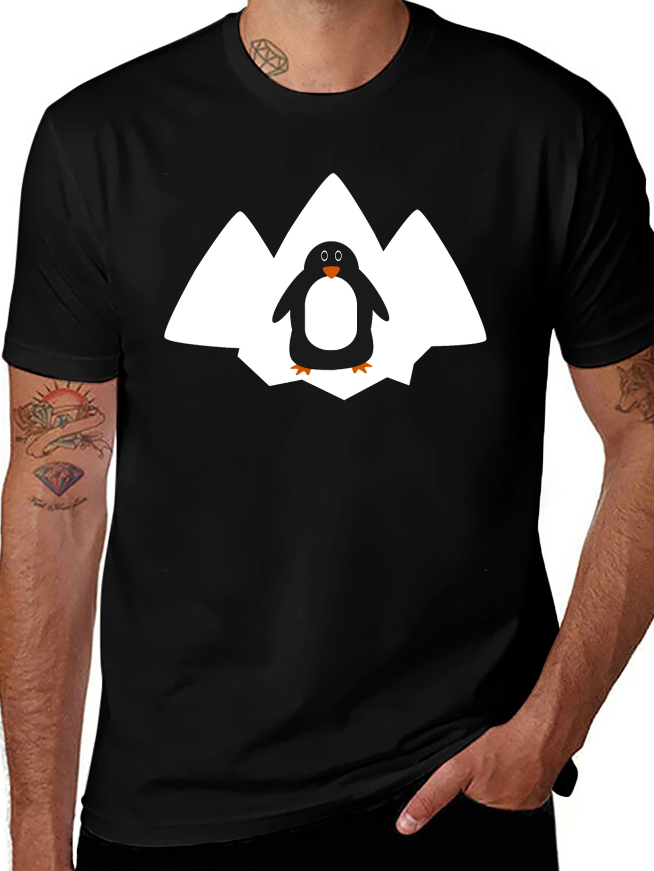 Variant 18 of Penguin Peak Graphic Tee - Black Cotton Shirt