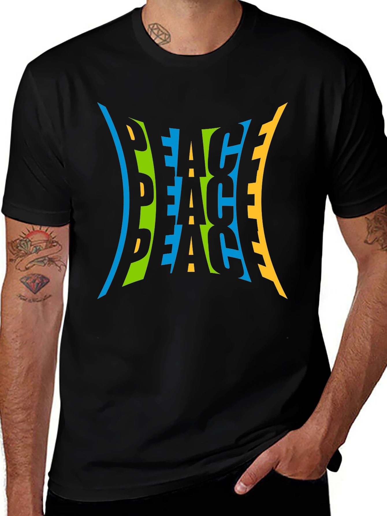 Variant 8 of Peace Graphic Tee - Colorful Word Design