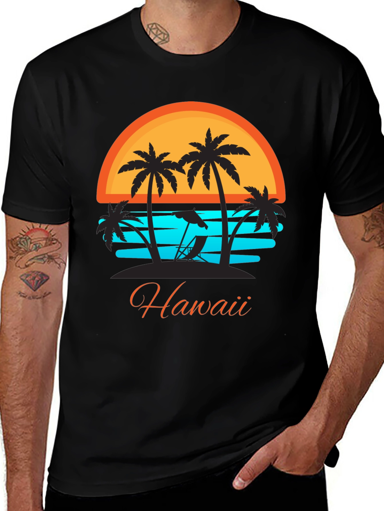 Hawaii Sunset Palm Tree T-Shirt - Vacation Ready