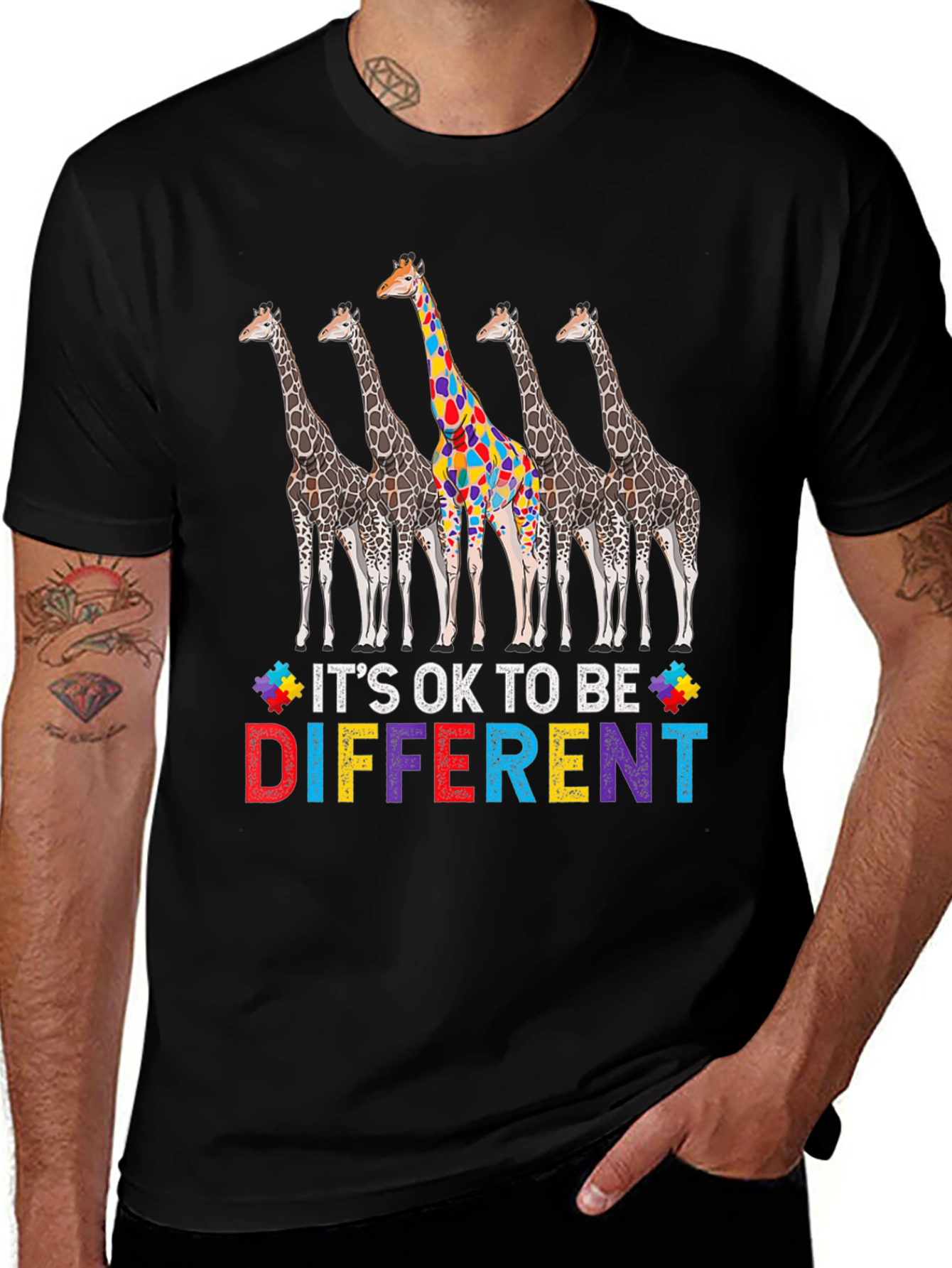 It's Ok to Be Different Autism Awareness Giraffe T-Shirt