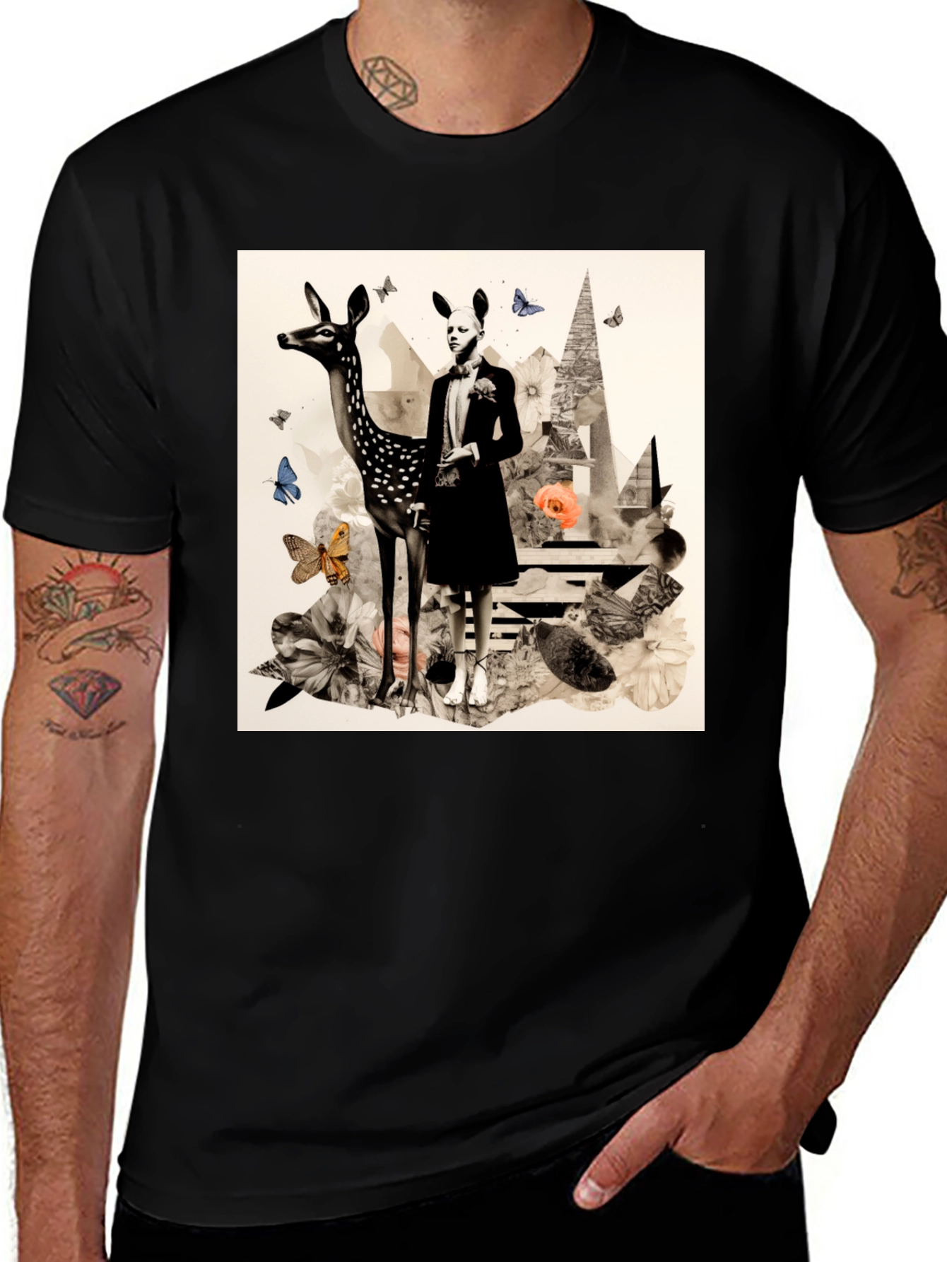 Variant 5 of Surreal Deer & Figure Graphic Tee
