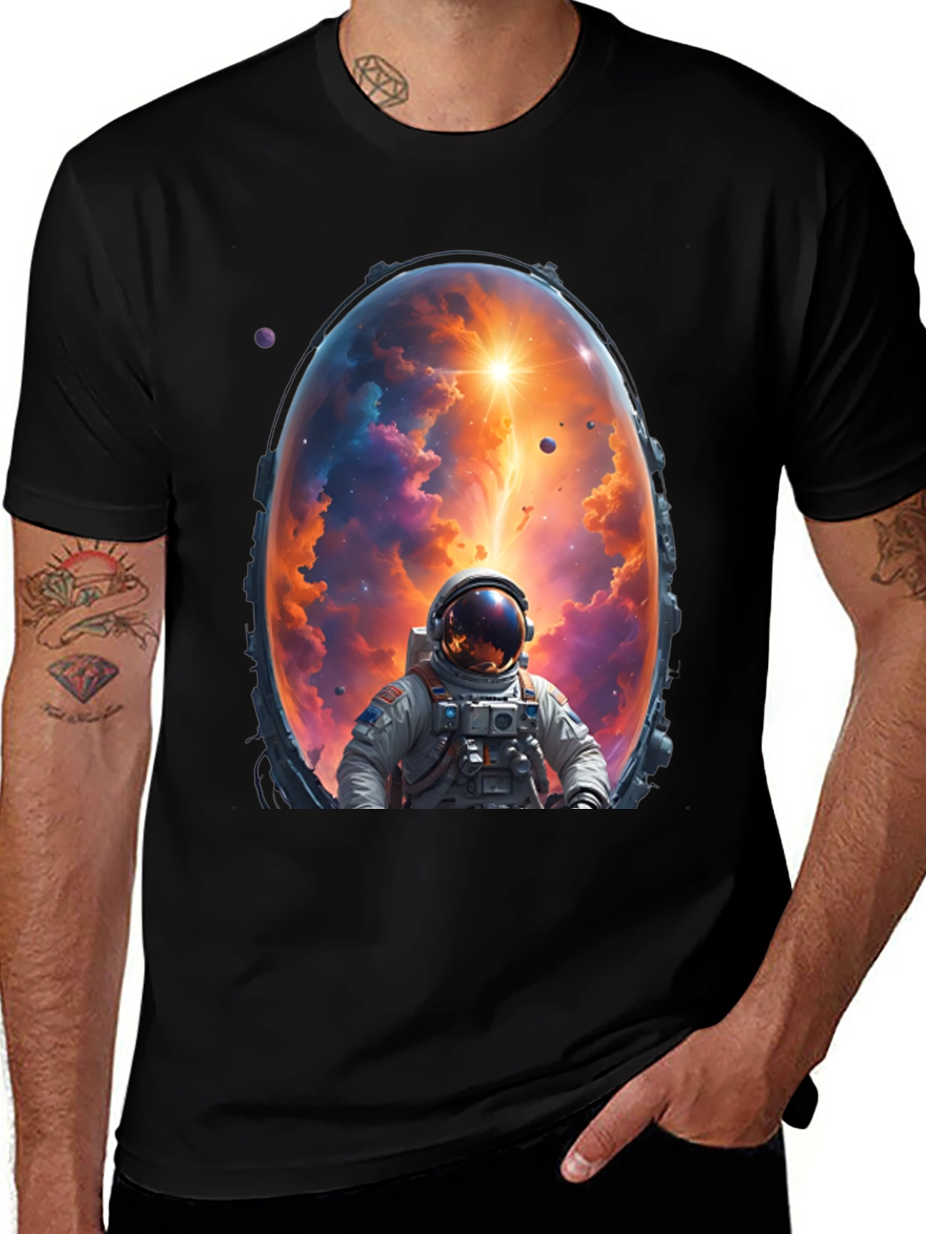 Variant 27 of Astronaut in Space T-Shirt - Cosmic Portal Design