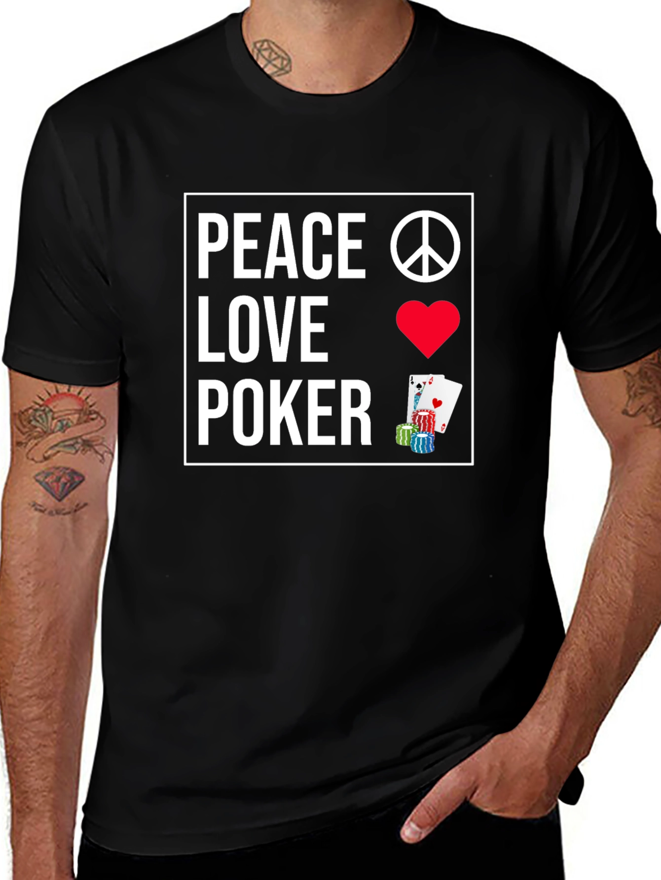 Peace Love Poker T-Shirt - Casino Game Night Apparel