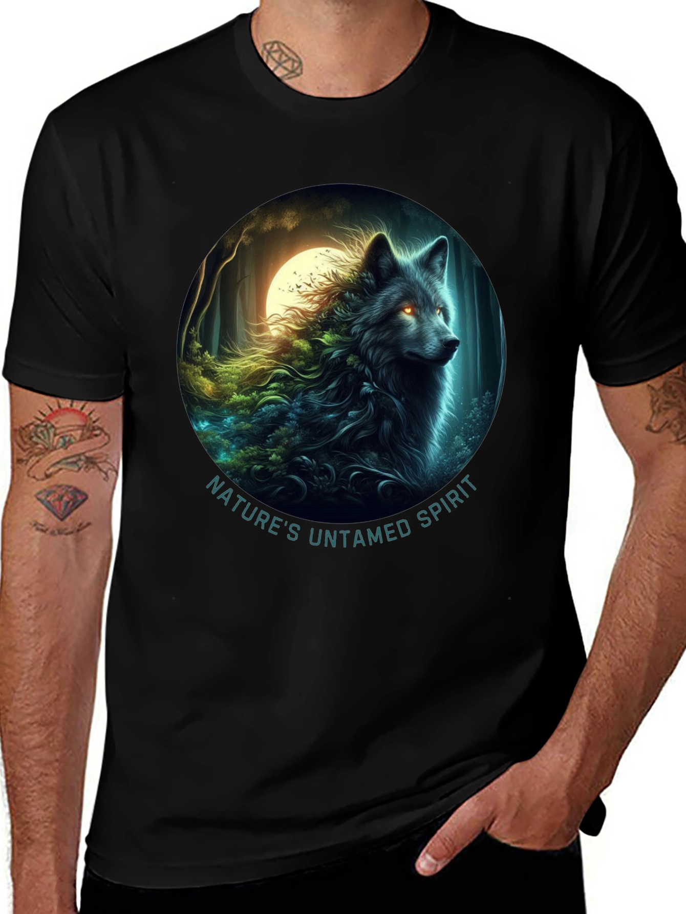 Variant 3 of Nature's Untamed Spirit Wolf Graphic Tee