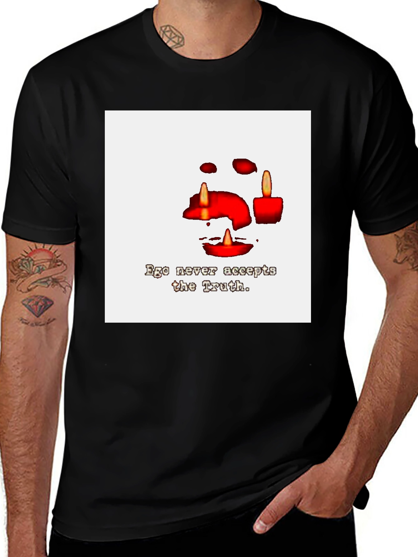 Ego Never Accepts the Truth Black Graphic Tee