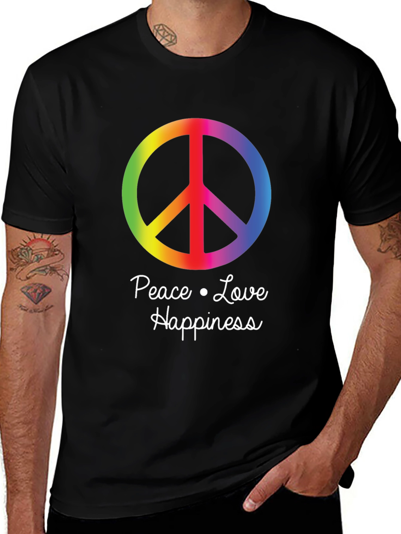 Variant 24 of Peace Love Happiness Graphic T-Shirt