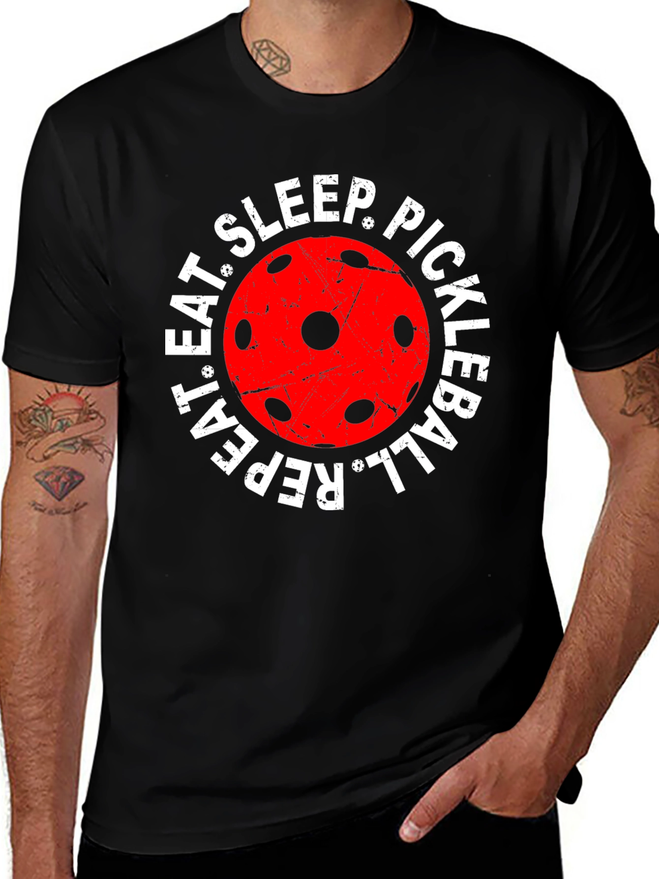 Variant 12 of Eat Sleep Pickleball Repeat Black T-Shirt