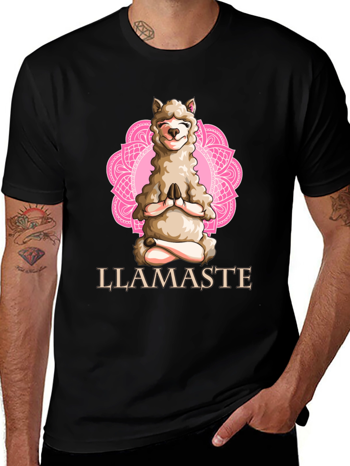 Variant 24 of Llamaste Yoga T-Shirt - Meditating Llama Graphic Tee