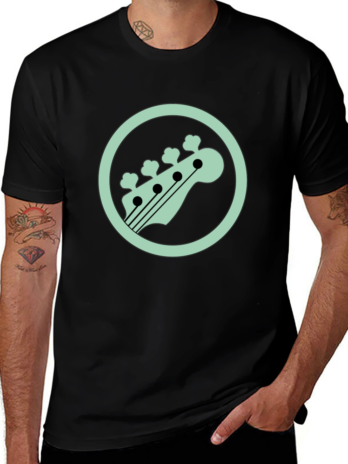 Variant 17 of Bass Guitar Headstock T-Shirt