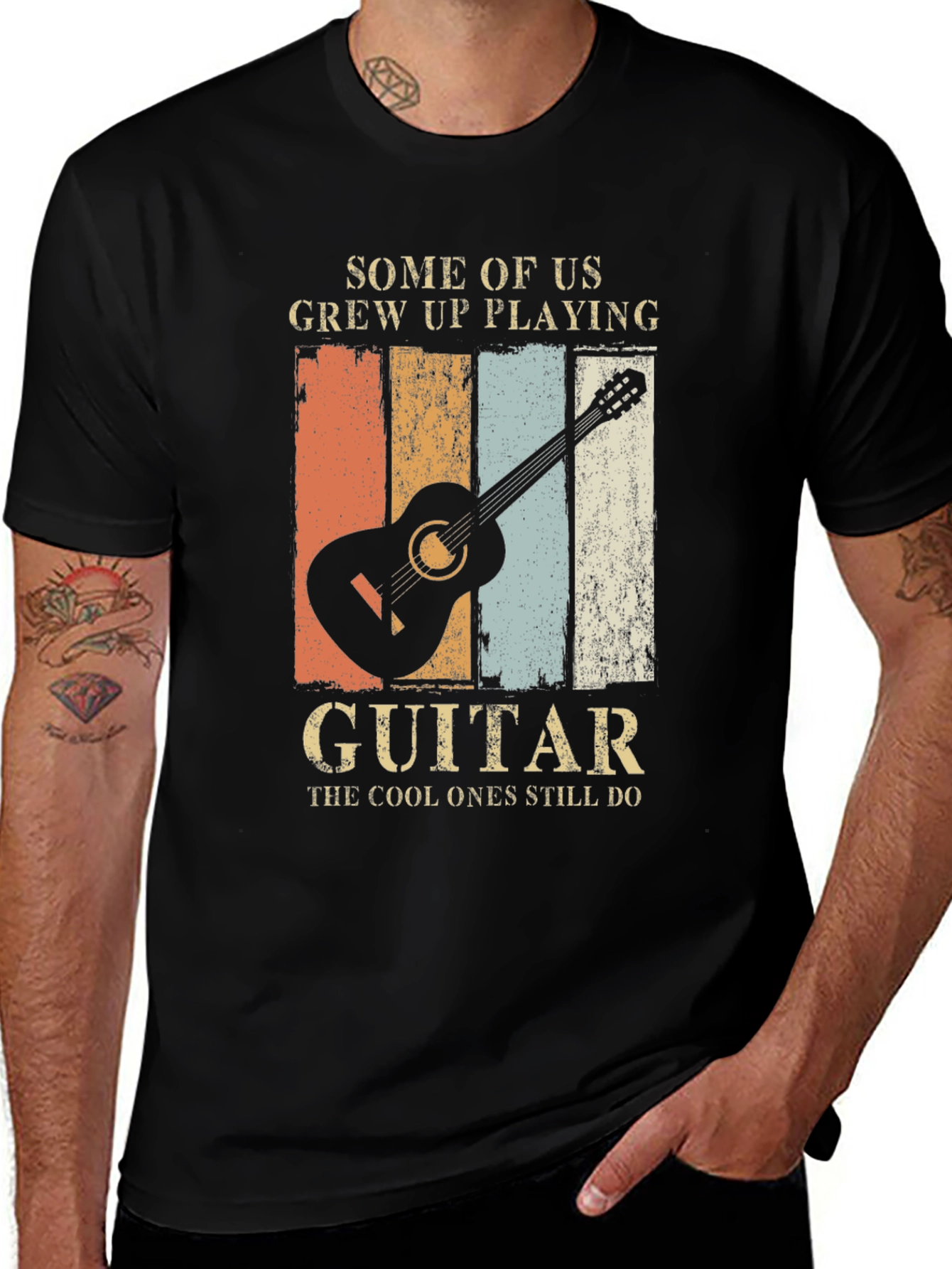 Variant 29 of Retro Guitar Player T-Shirt - The Cool Ones Still Do!