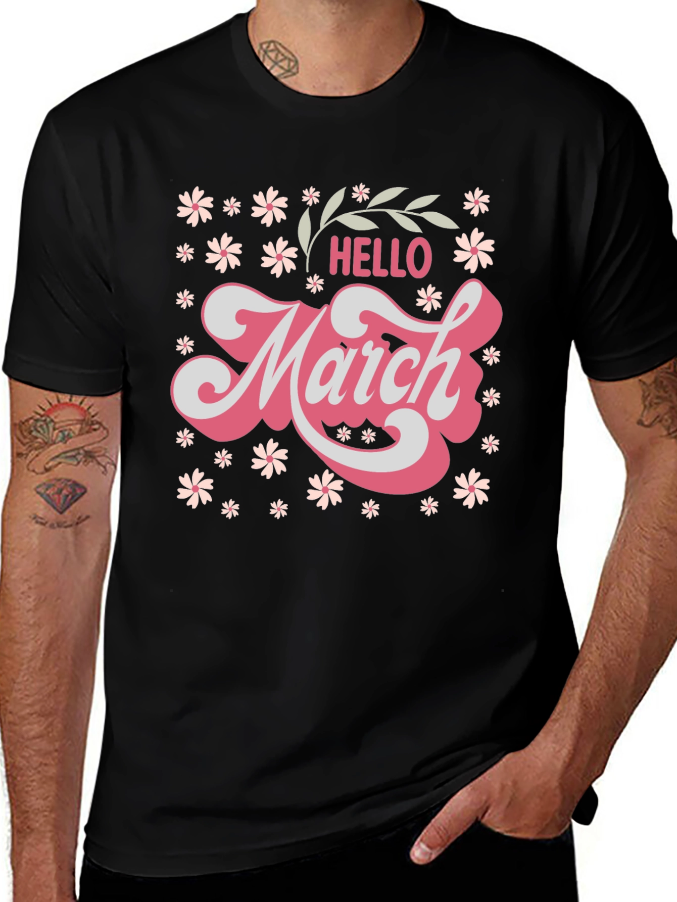 Hello March Floral T-Shirt - Cute Seasonal Tee
