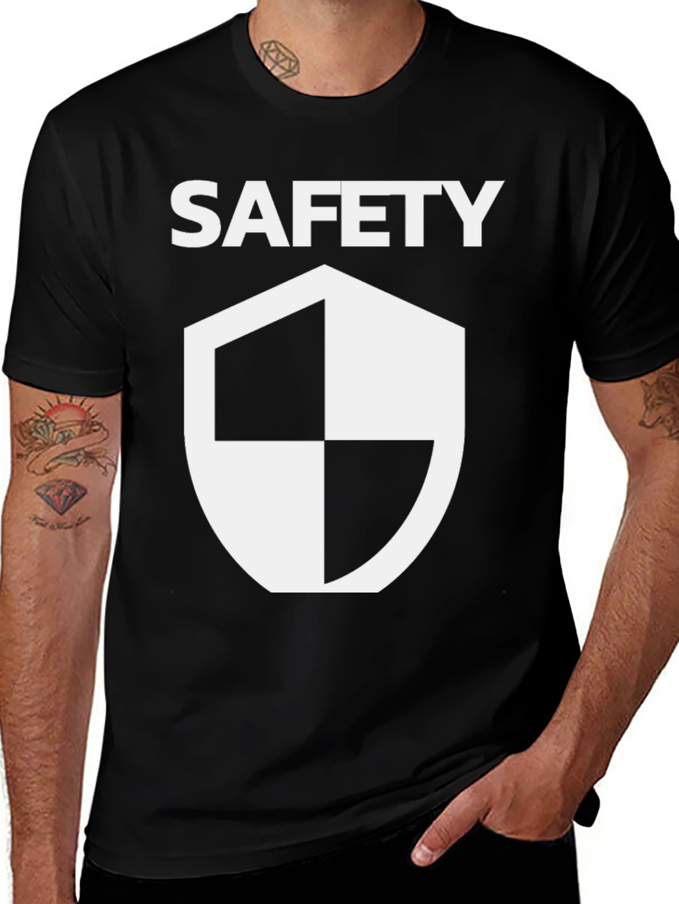 Variant 5 of Safety First T-Shirt - Black Graphic Tee