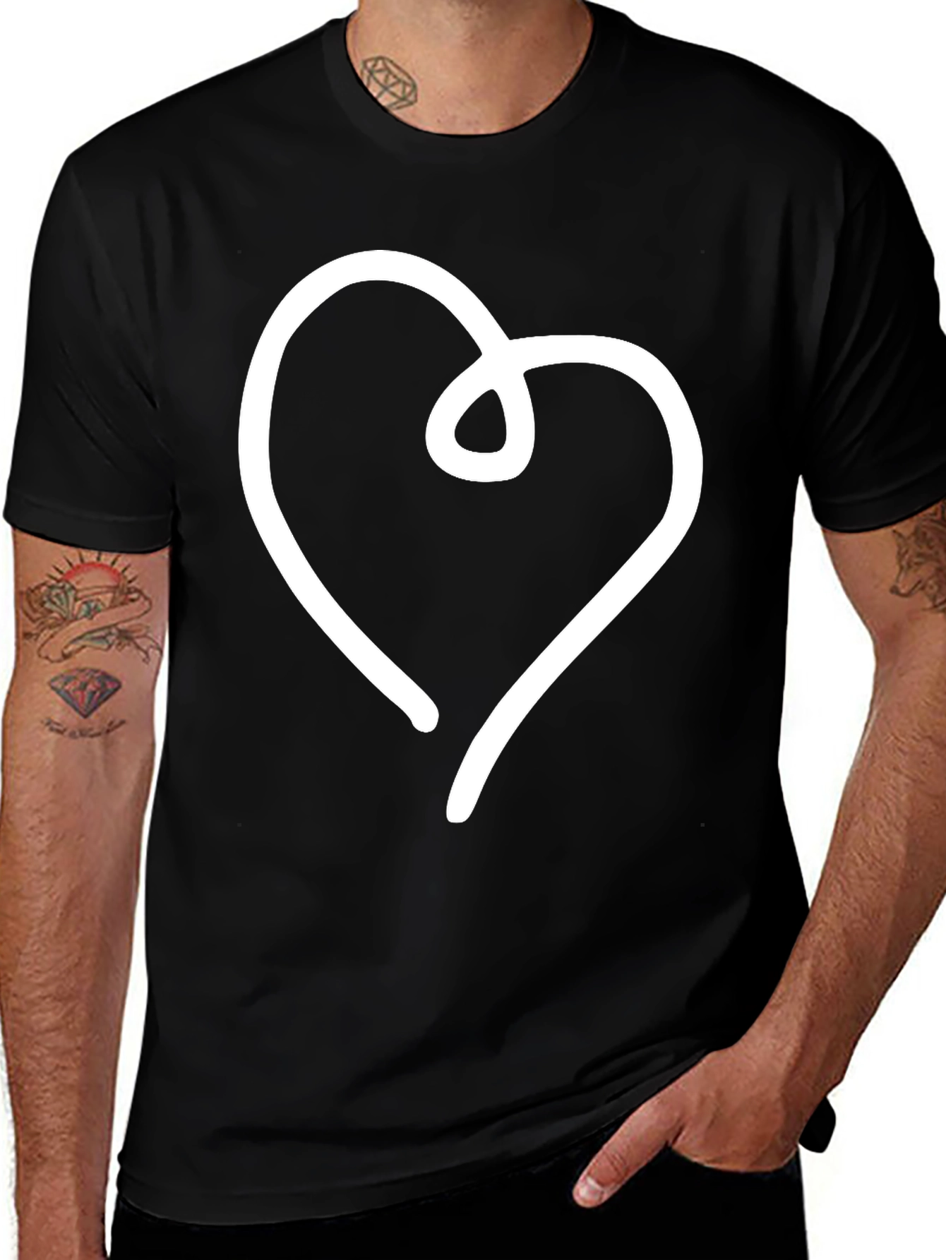 Variant 7 of Simple Heart Graphic Black T-Shirt