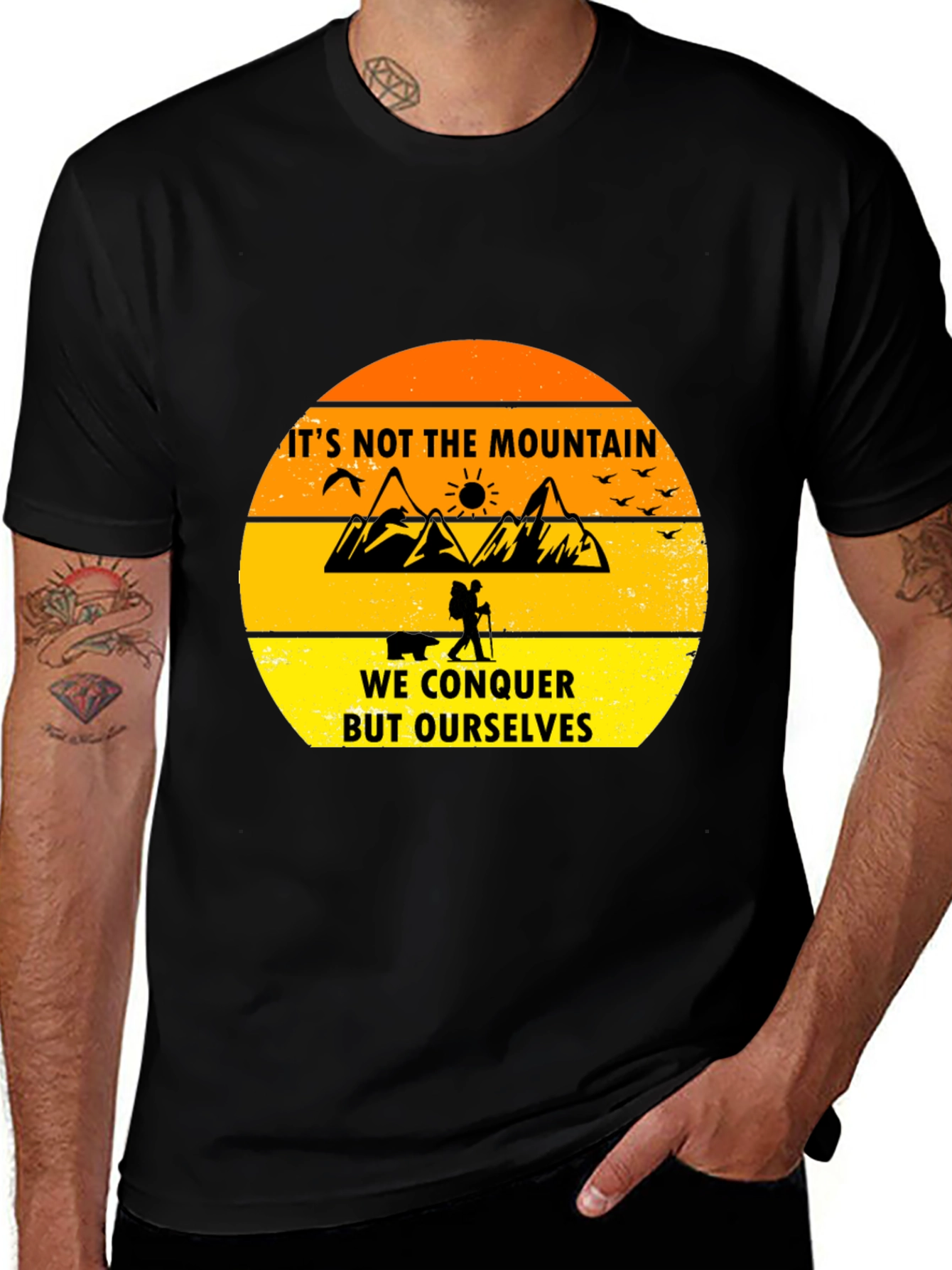 Variant 26 of Motivational Hiking T-Shirt - Conquer Yourself