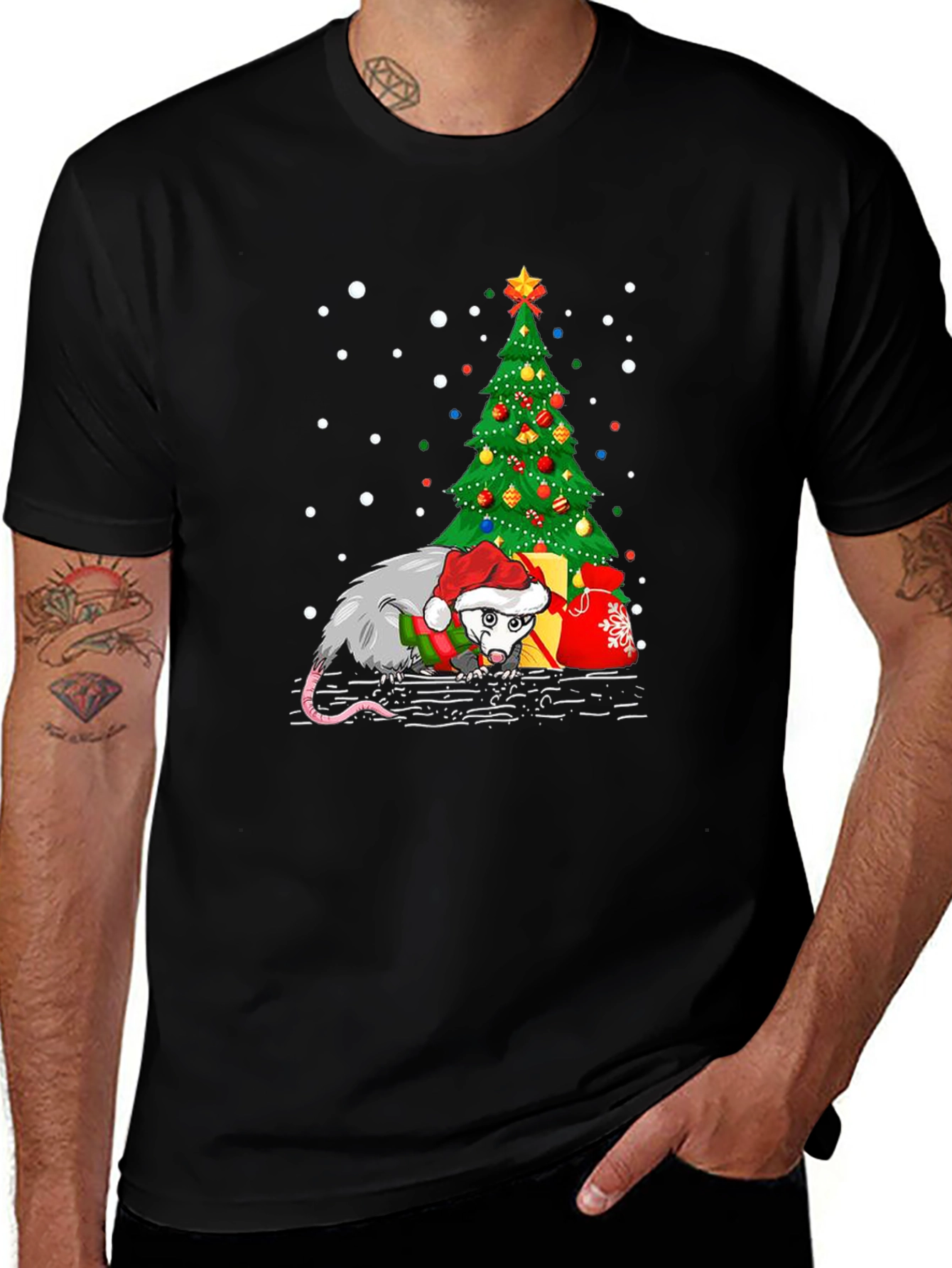 Christmas Opossum T-Shirt: Holiday Novelty Tee