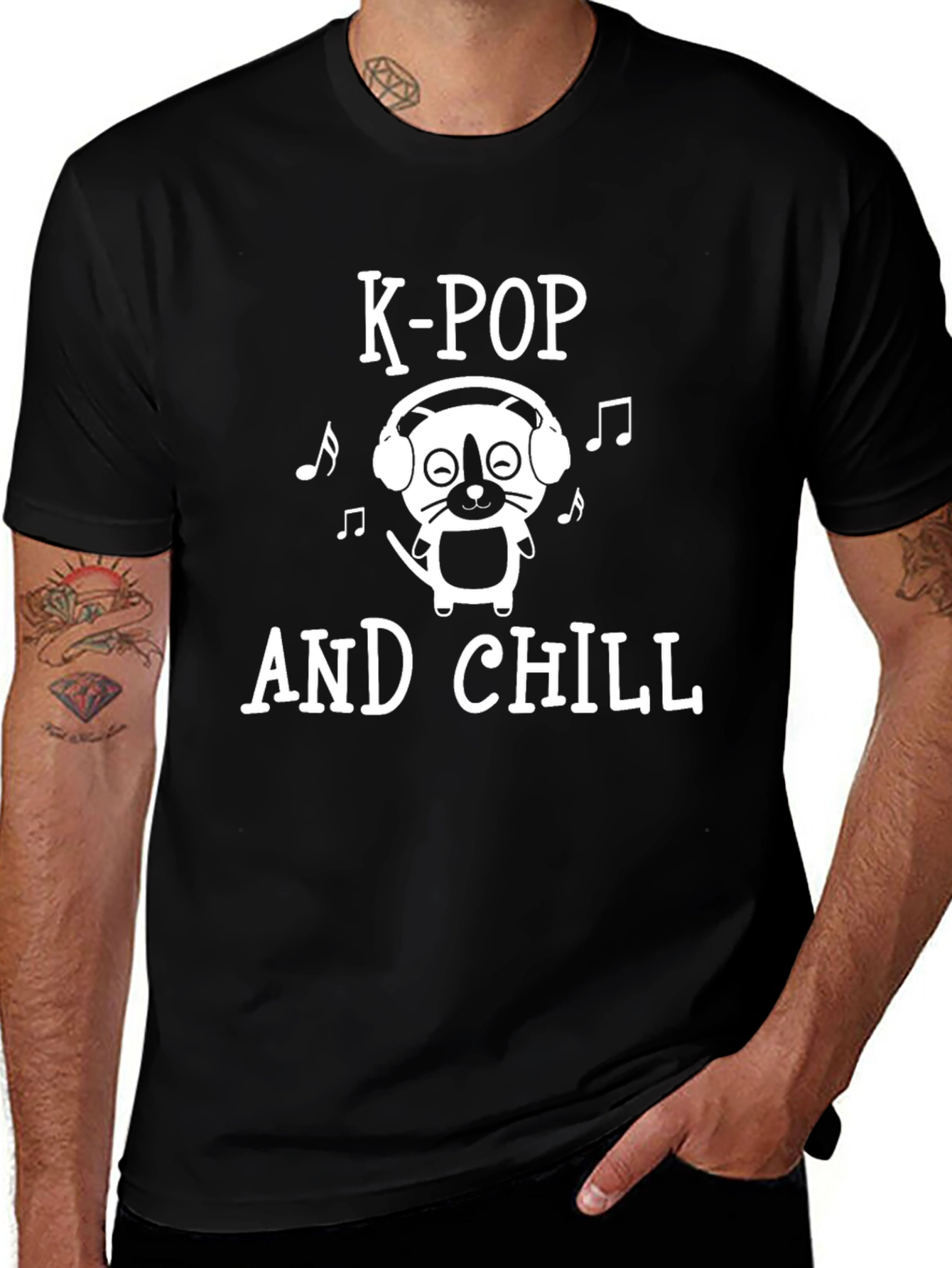 Variant 27 of K-Pop and Chill Black Graphic Tee