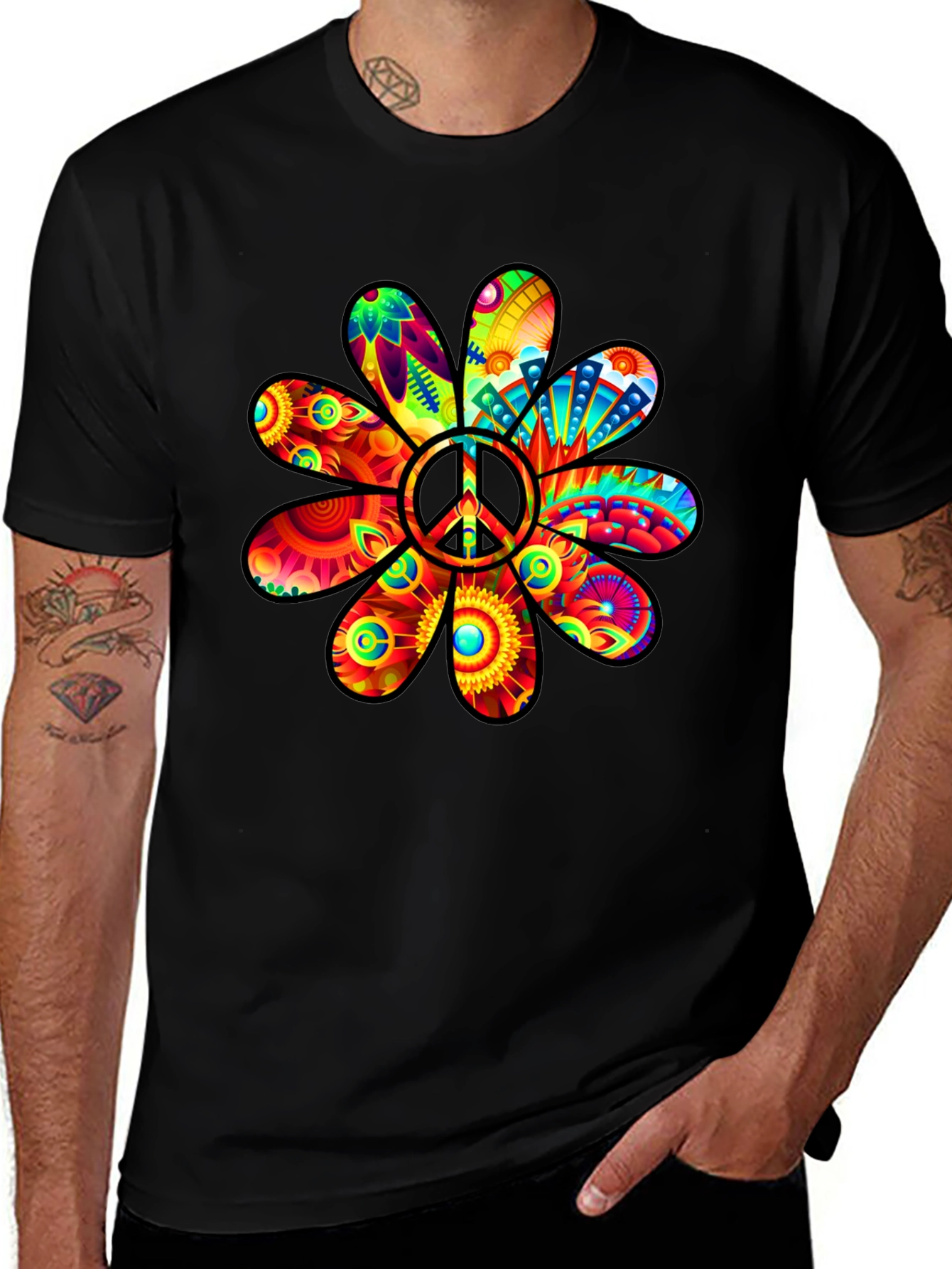 Variant 27 of Peace Flower Power T-Shirt - Groovy Graphic Tee