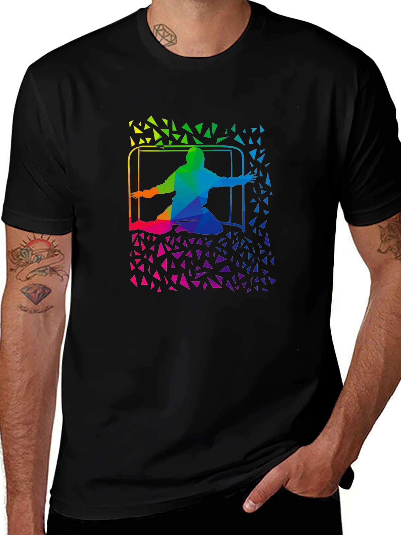 Variant 13 of Rainbow Soccer Goalie T-Shirt - Abstract Design
