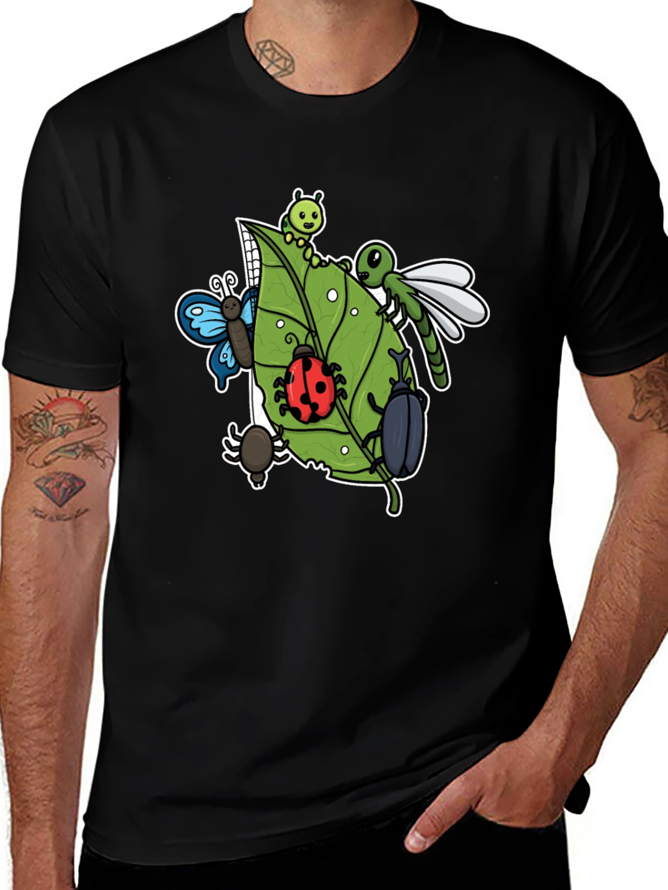 Variant 13 of Insect Graphic Tee - Black Cotton T-Shirt