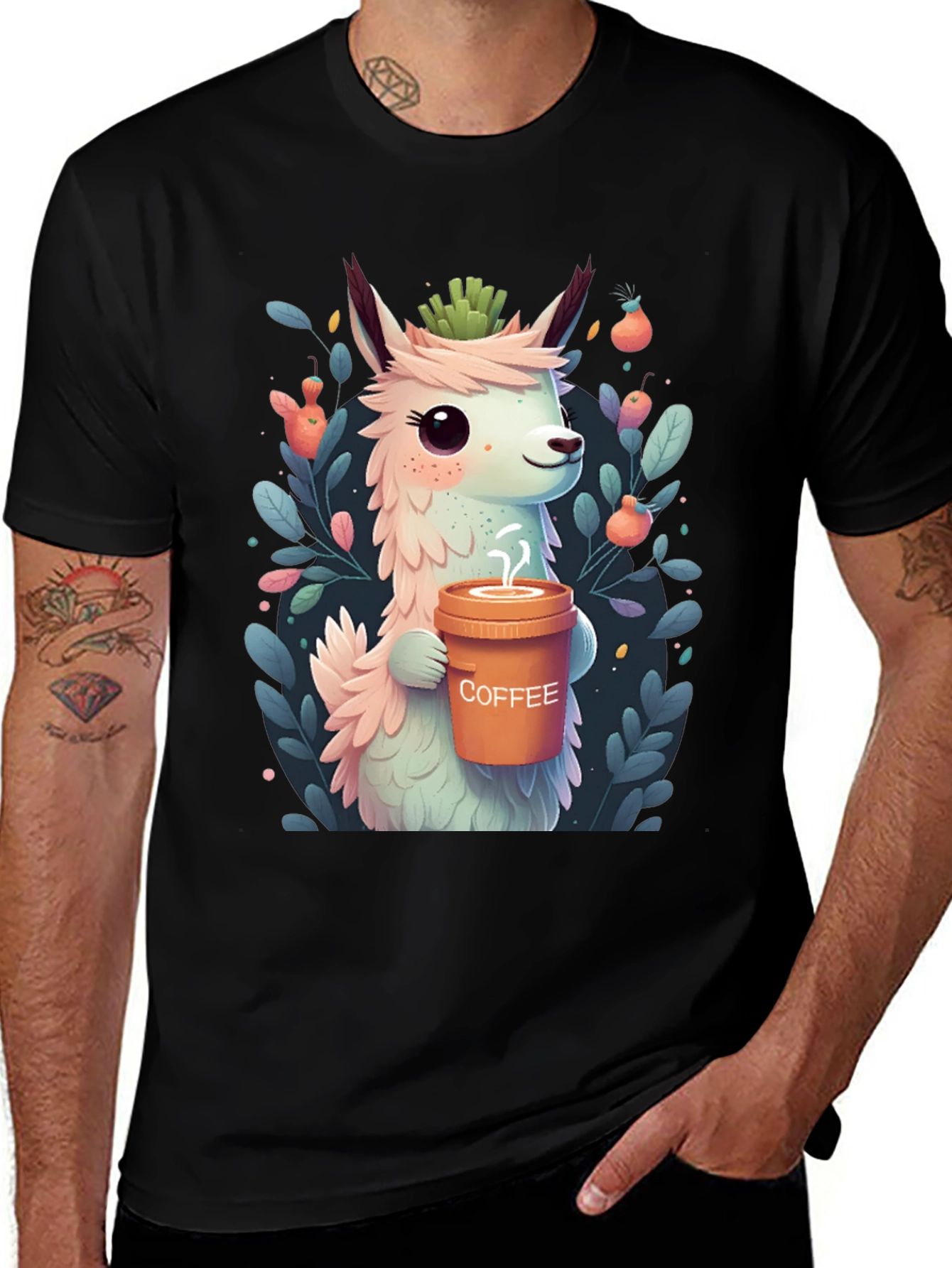 Variant 23 of Llama Coffee T-Shirt - Cute Cartoon Animal Tee
