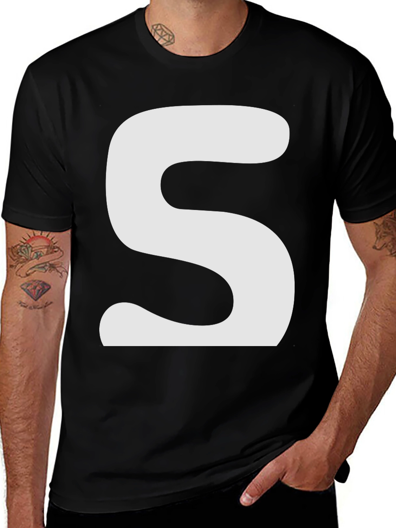 Bold 'S' Graphic Black T-Shirt