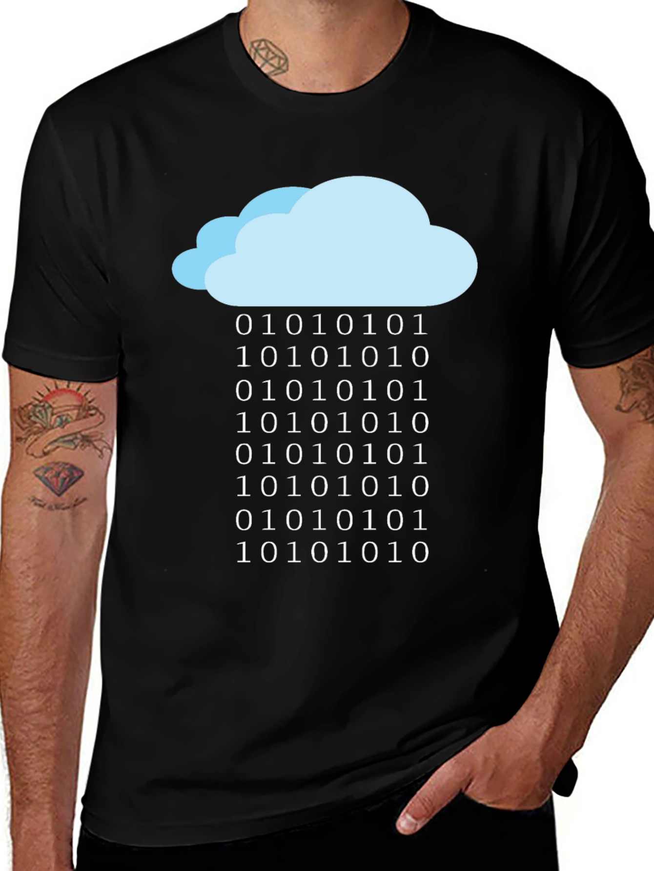 Variant 14 of Cloud Data T-Shirt - Binary Rain Tee