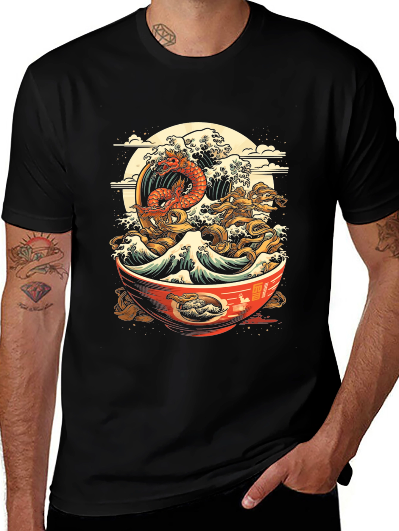 Variant 13 of Ramen Dragon Wave Graphic Tee - Unique Anime Inspired Design