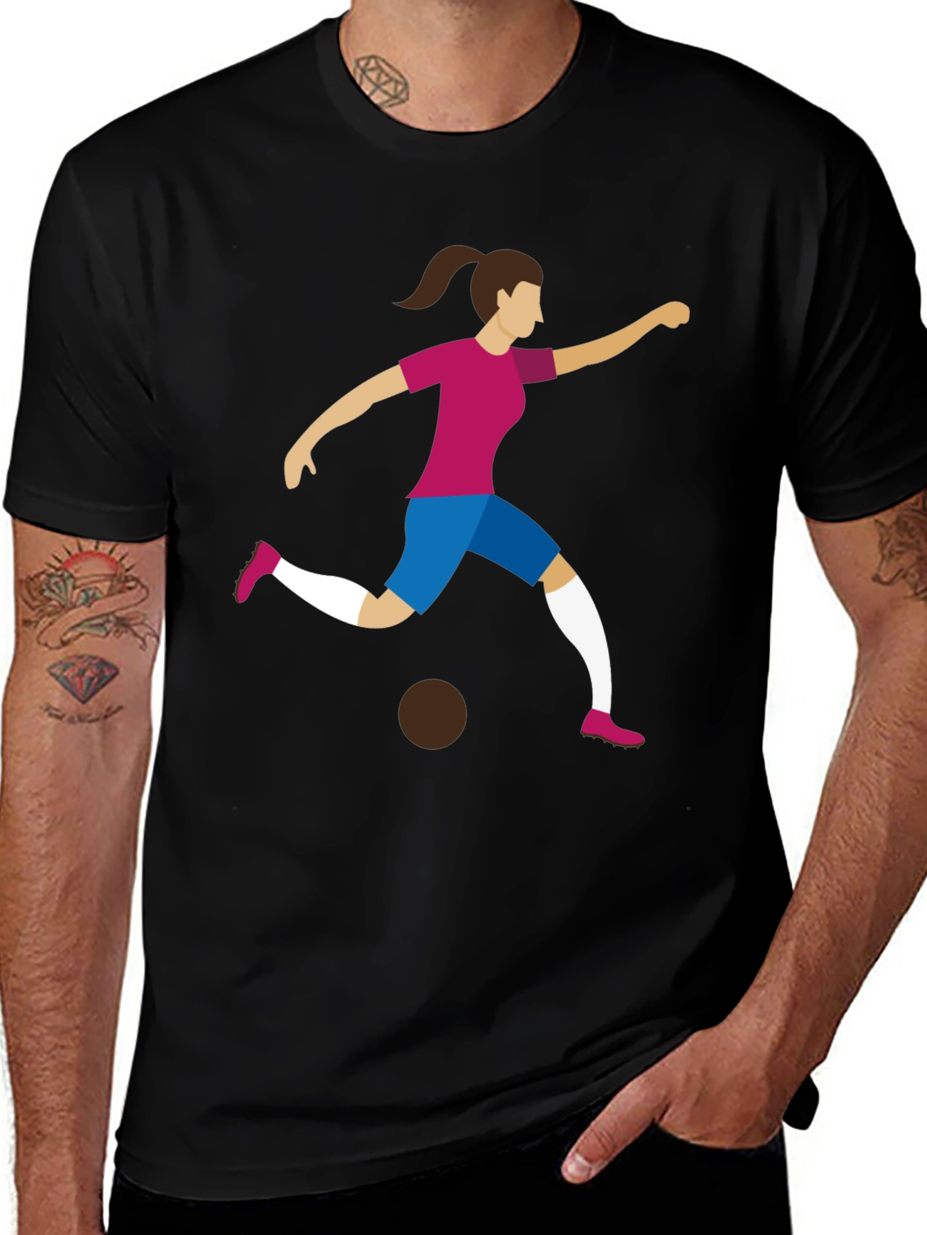 Variant 4 of Soccer Player Graphic Tee - Black Unisex T-Shirt
