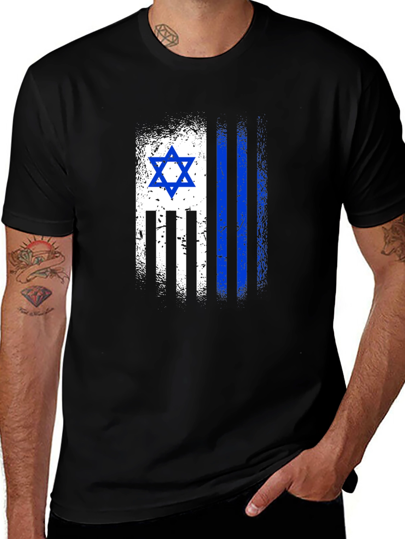 Israeli Flag T-Shirt - Distressed Style
