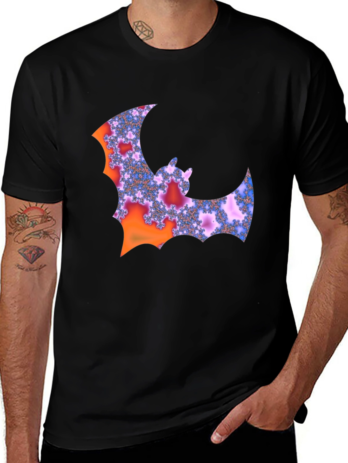 Variant 12 of Fractal Bat Graphic Tee - Unique Halloween Shirt
