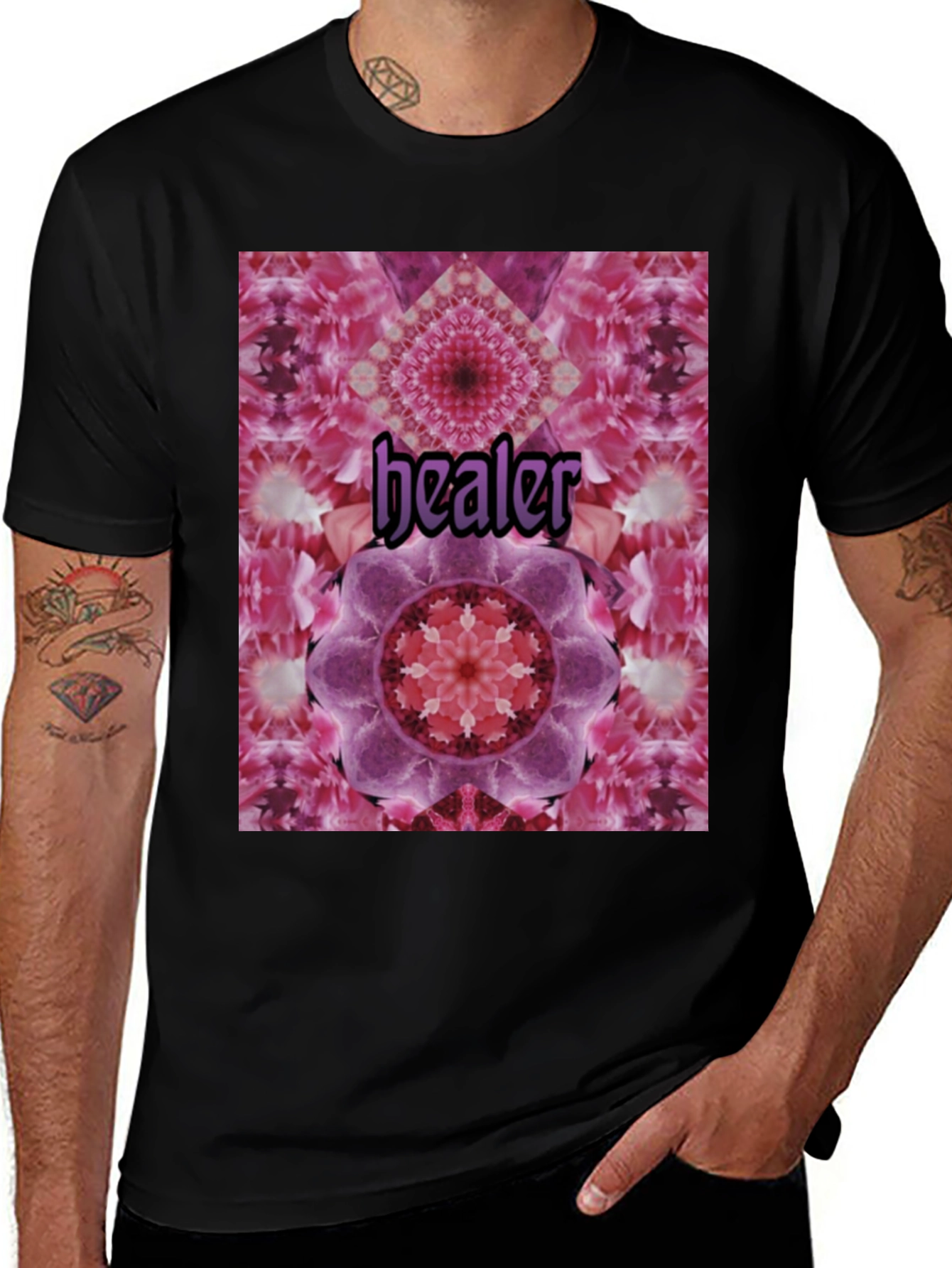 Variant 8 of Healer Mandala T-Shirt - Unisex Black Tee