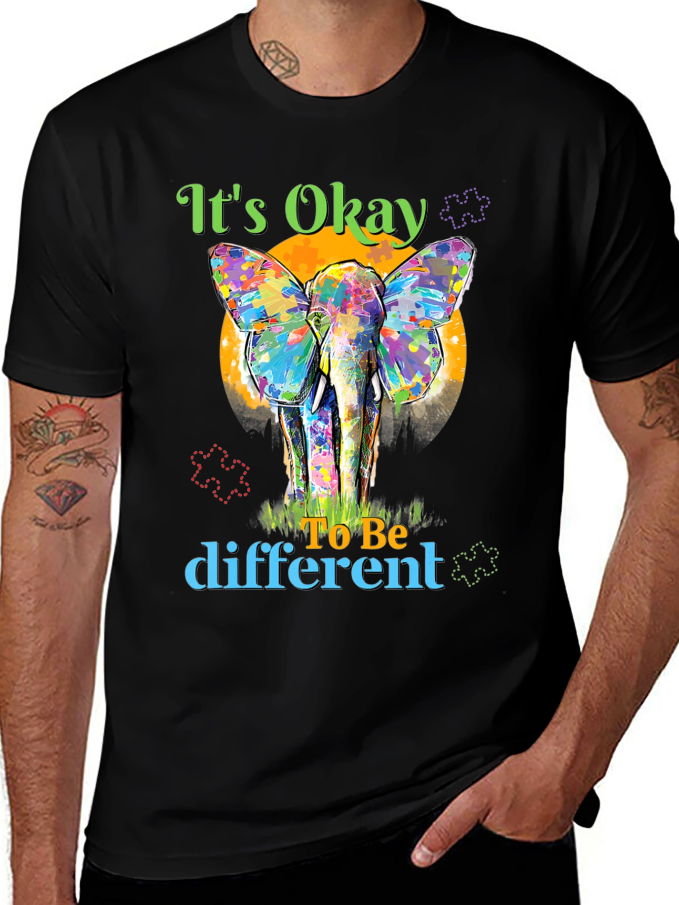 It's Okay To Be Different Elephant Butterfly Wings T-Shirt