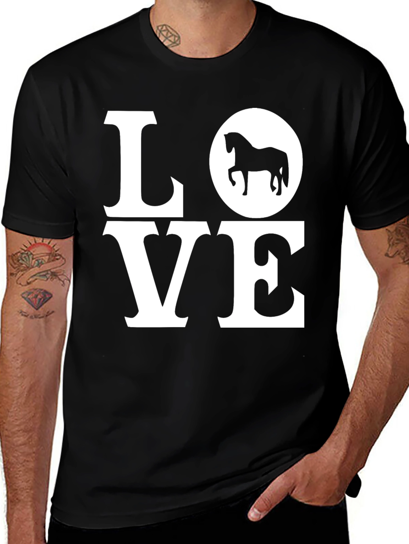 Variant 27 of Love Horses Black T-Shirt - Equestrian Animal Lover Tee