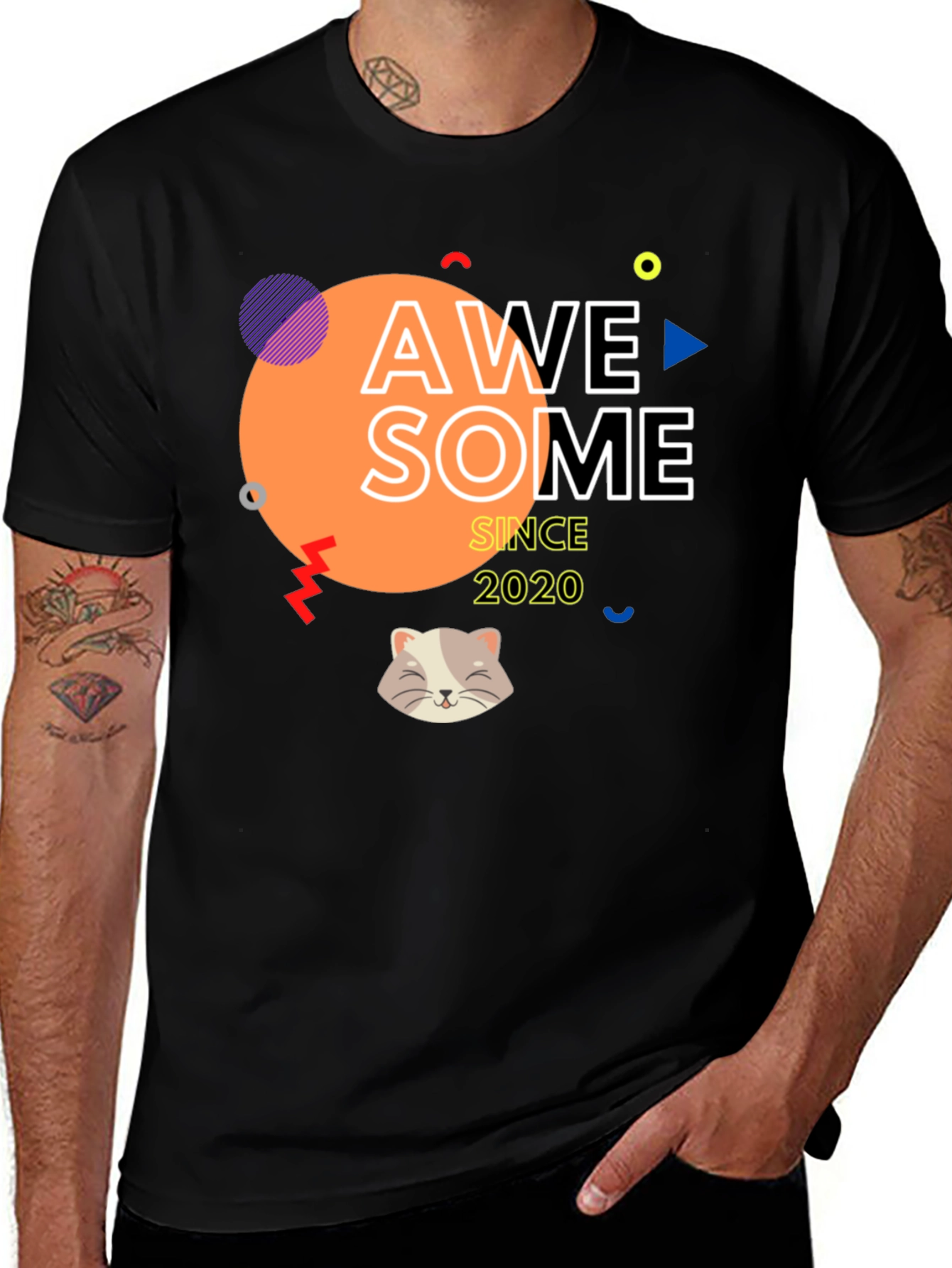 Variant 9 of Awesome Since 2020 T-Shirt with Cat
