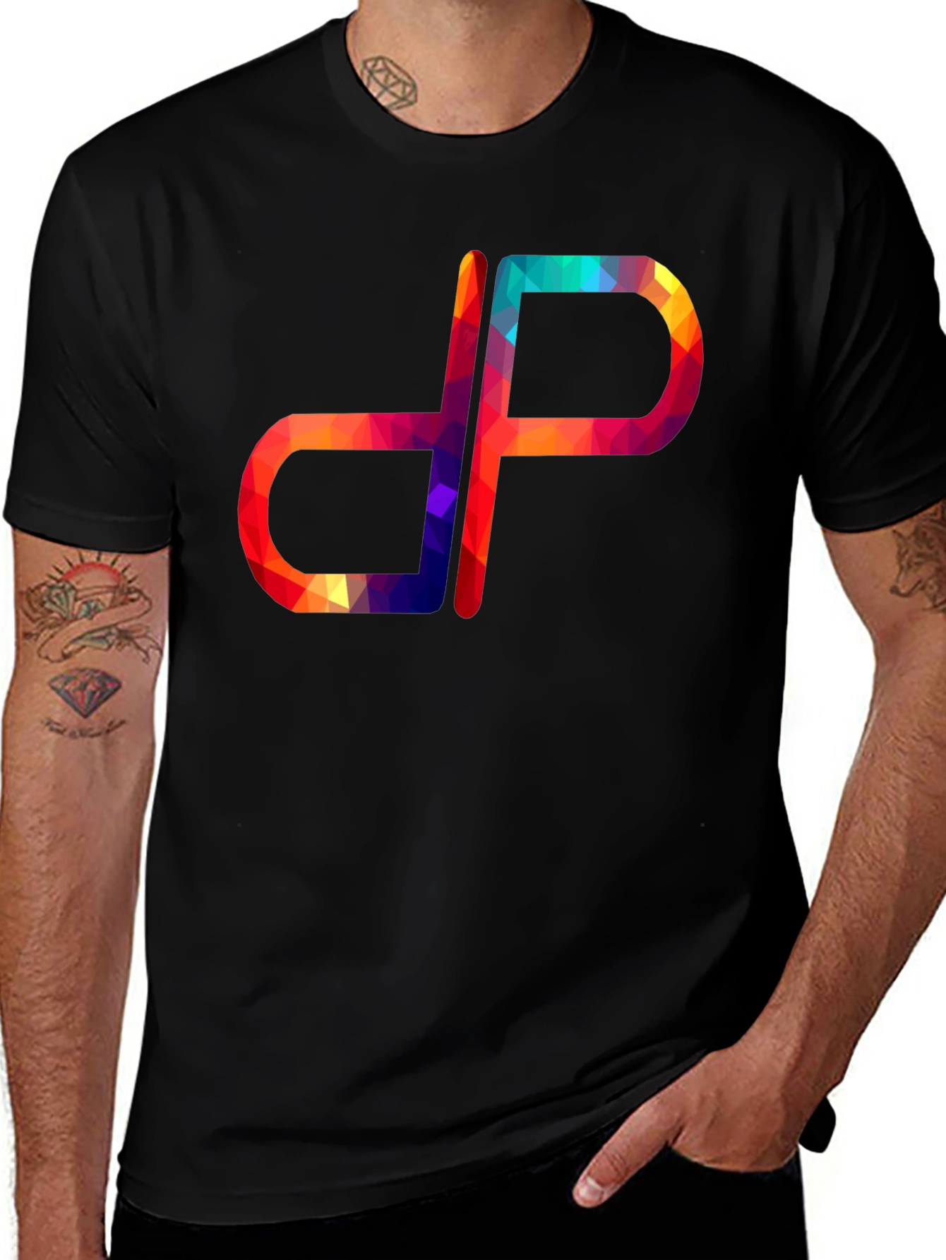 Variant 17 of Geometric DP Logo Black T-Shirt