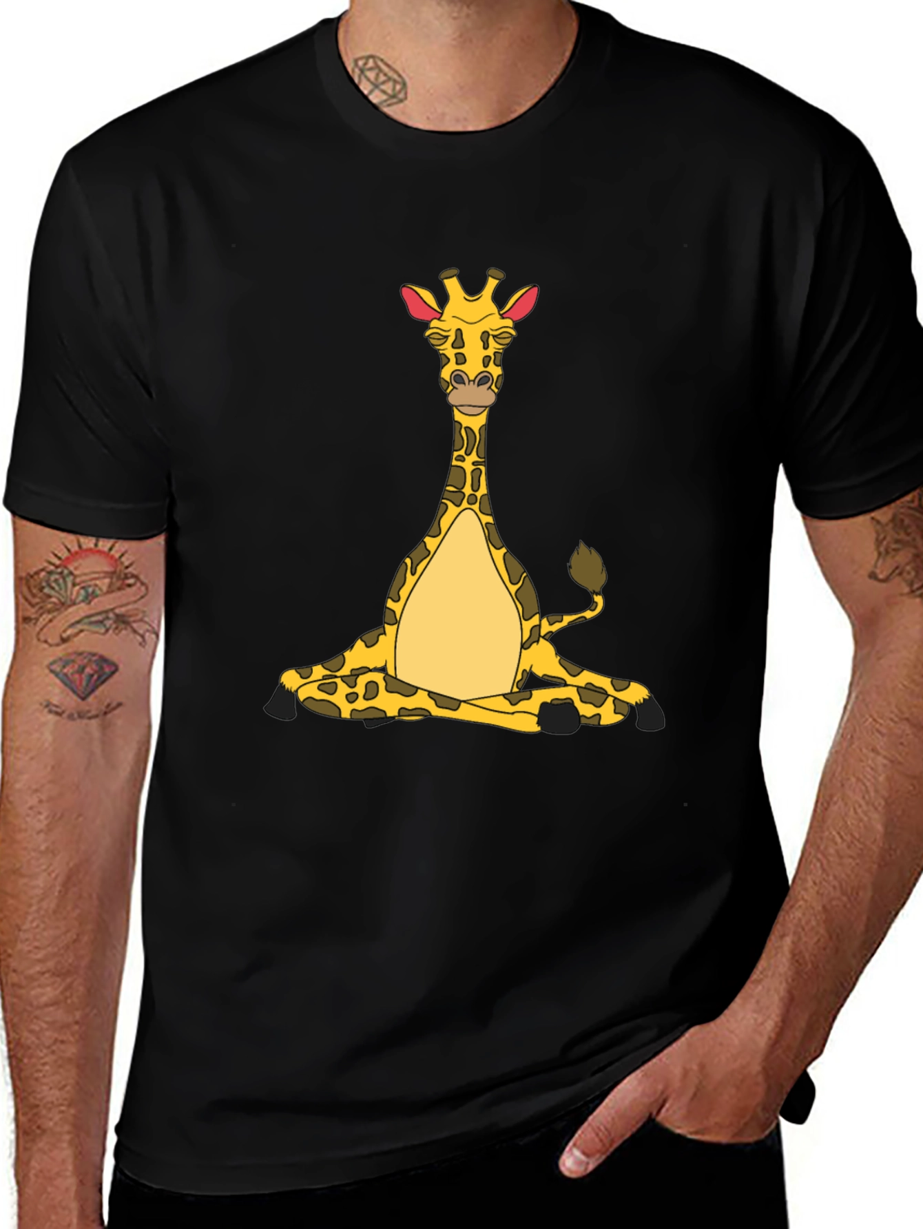 Variant 23 of Yoga Giraffe Black T-Shirt