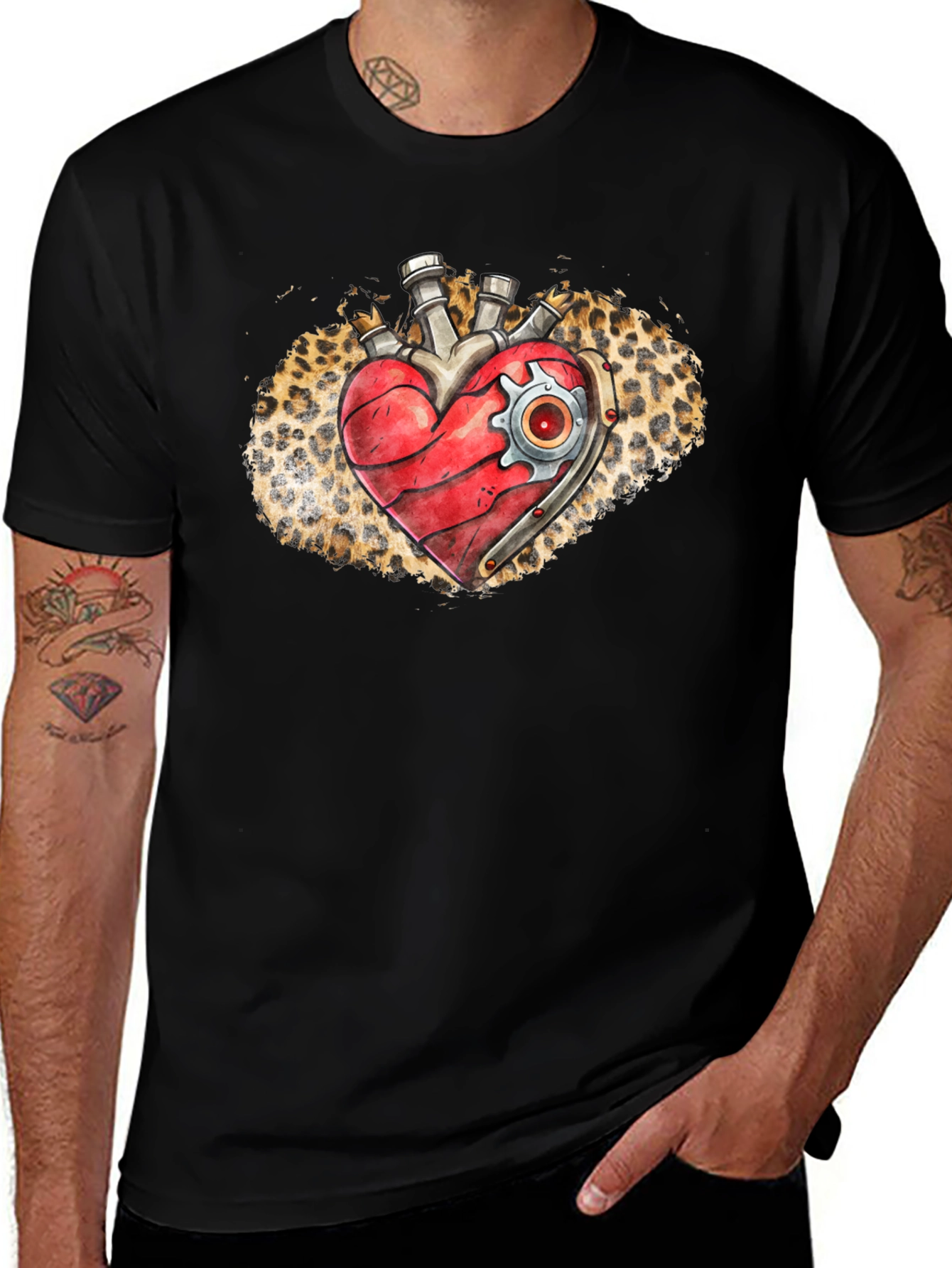 Variant 12 of Steampunk Heart T-Shirt - Leopard Print
