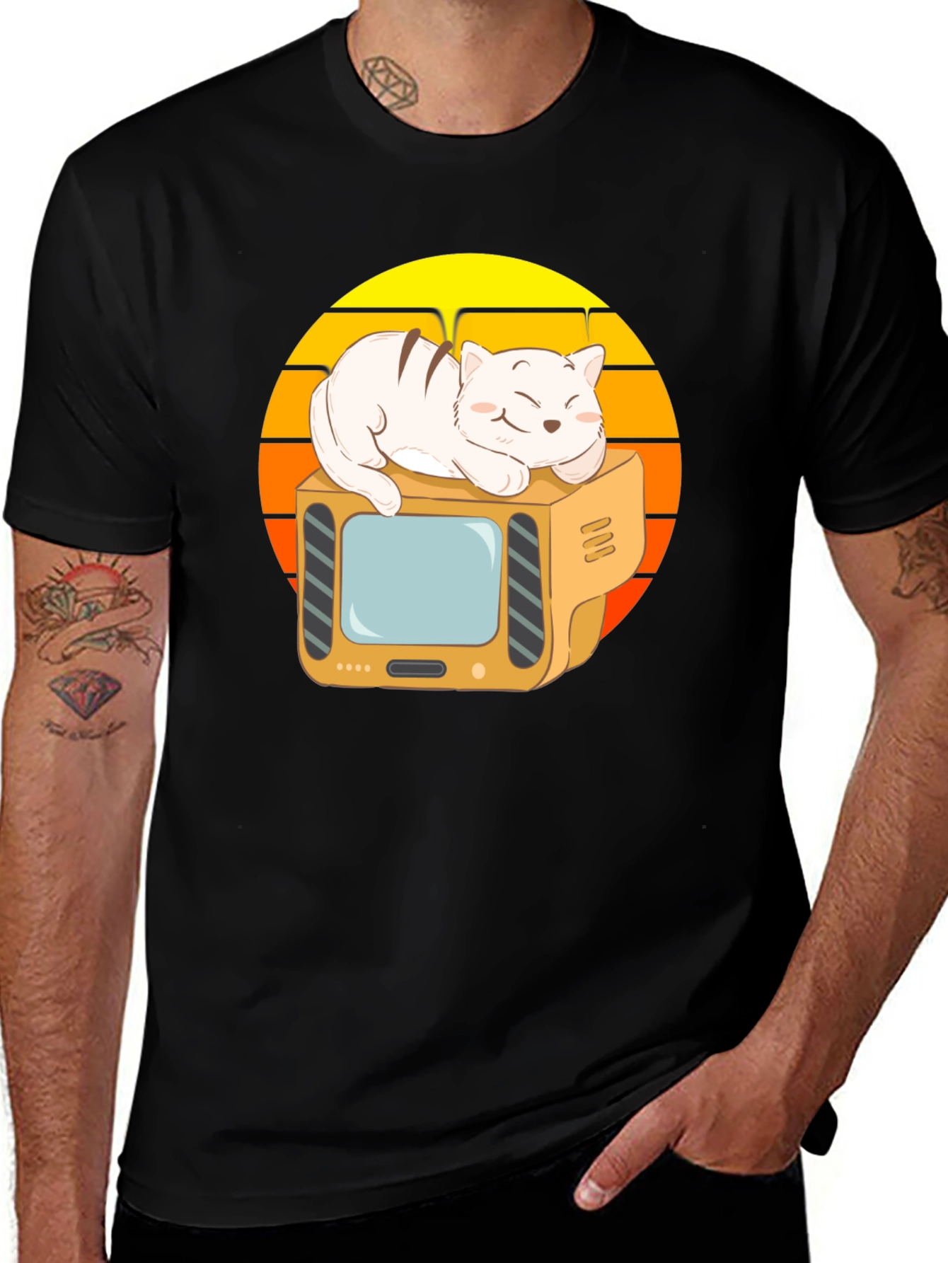 Variant 27 of Cat Nap on TV Tee - Retro Style Comfort